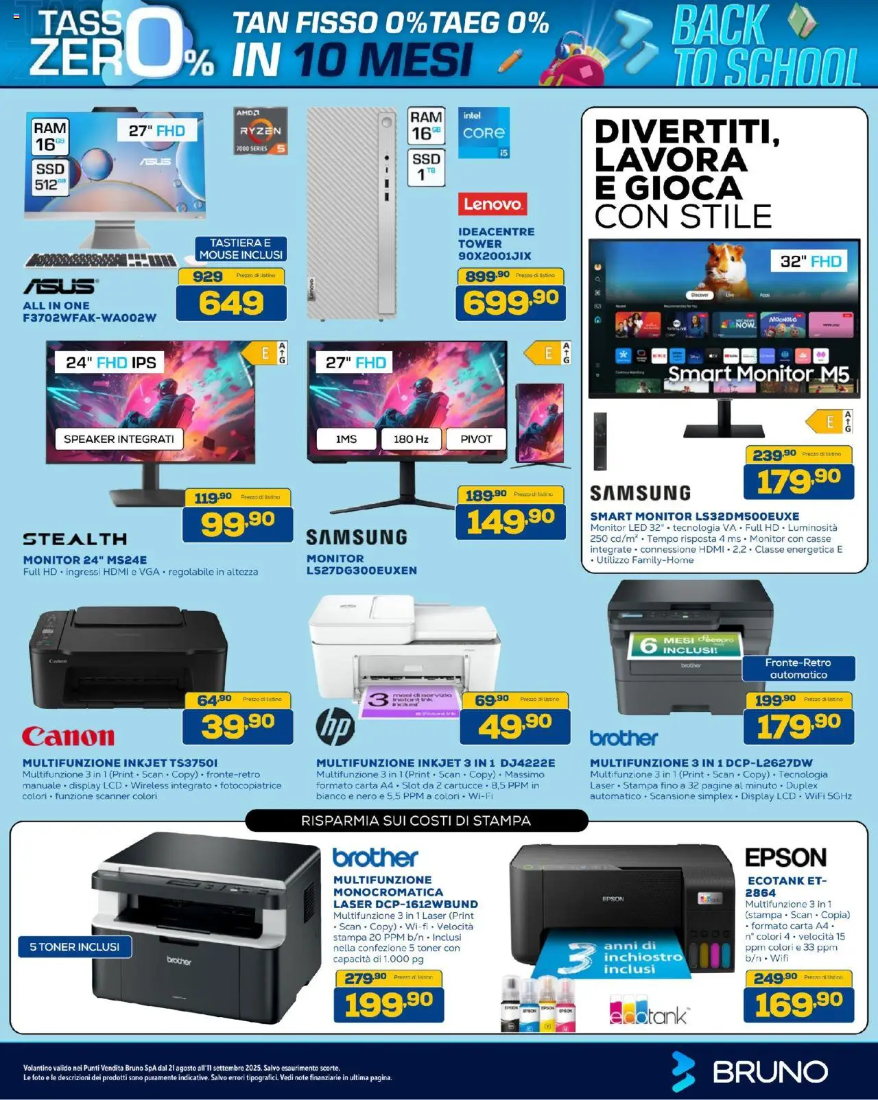 Volantino BRUNO del 21.08.2025 | Pagina: 8 | Prodotti: Monitor, Mouse, Tastiera, Toner