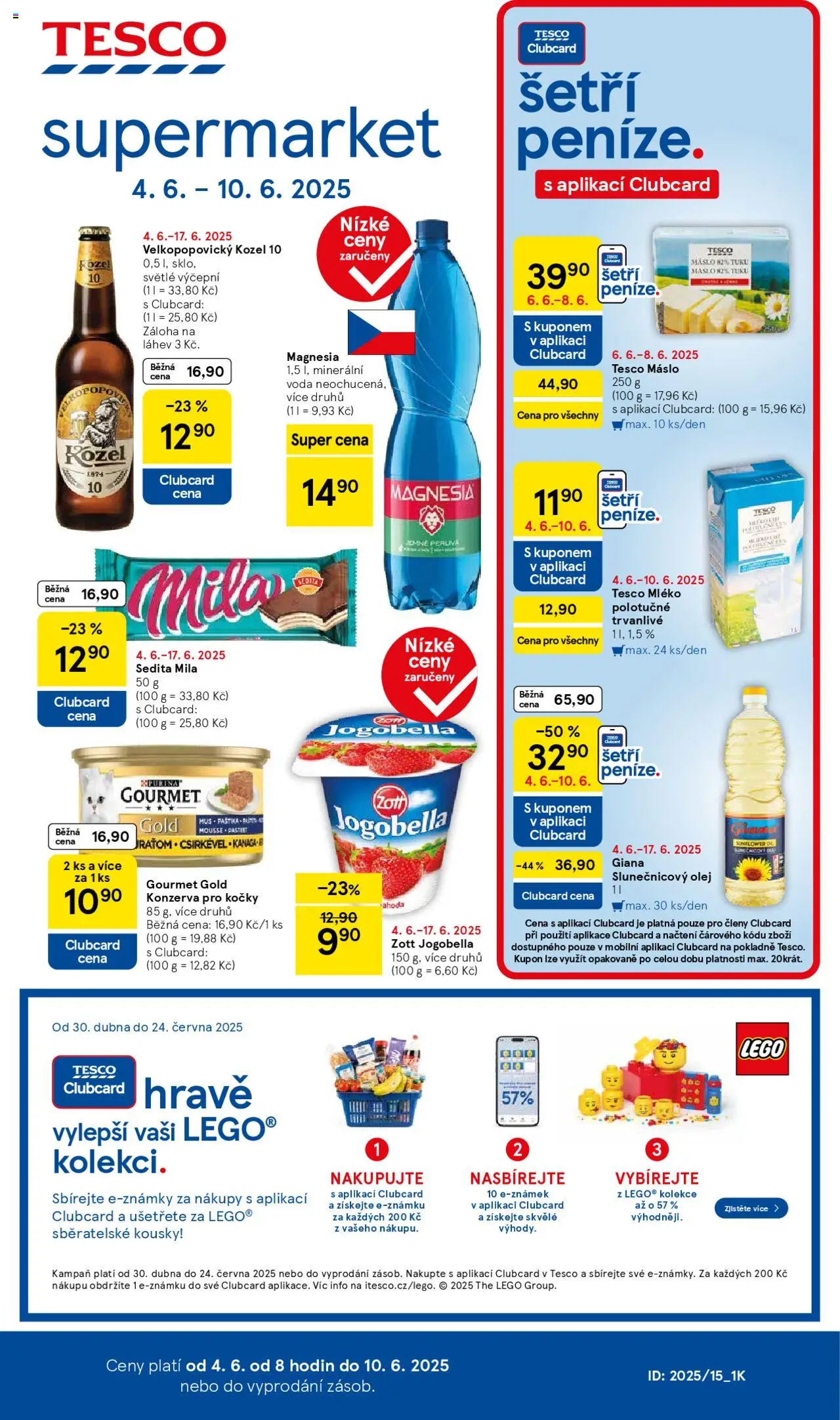 Tesco leták - Supermarket od 04.06.2025 | Strana: 1 | Produkty: Máslo, Olej, Jogobella, Konzerva pro kočky