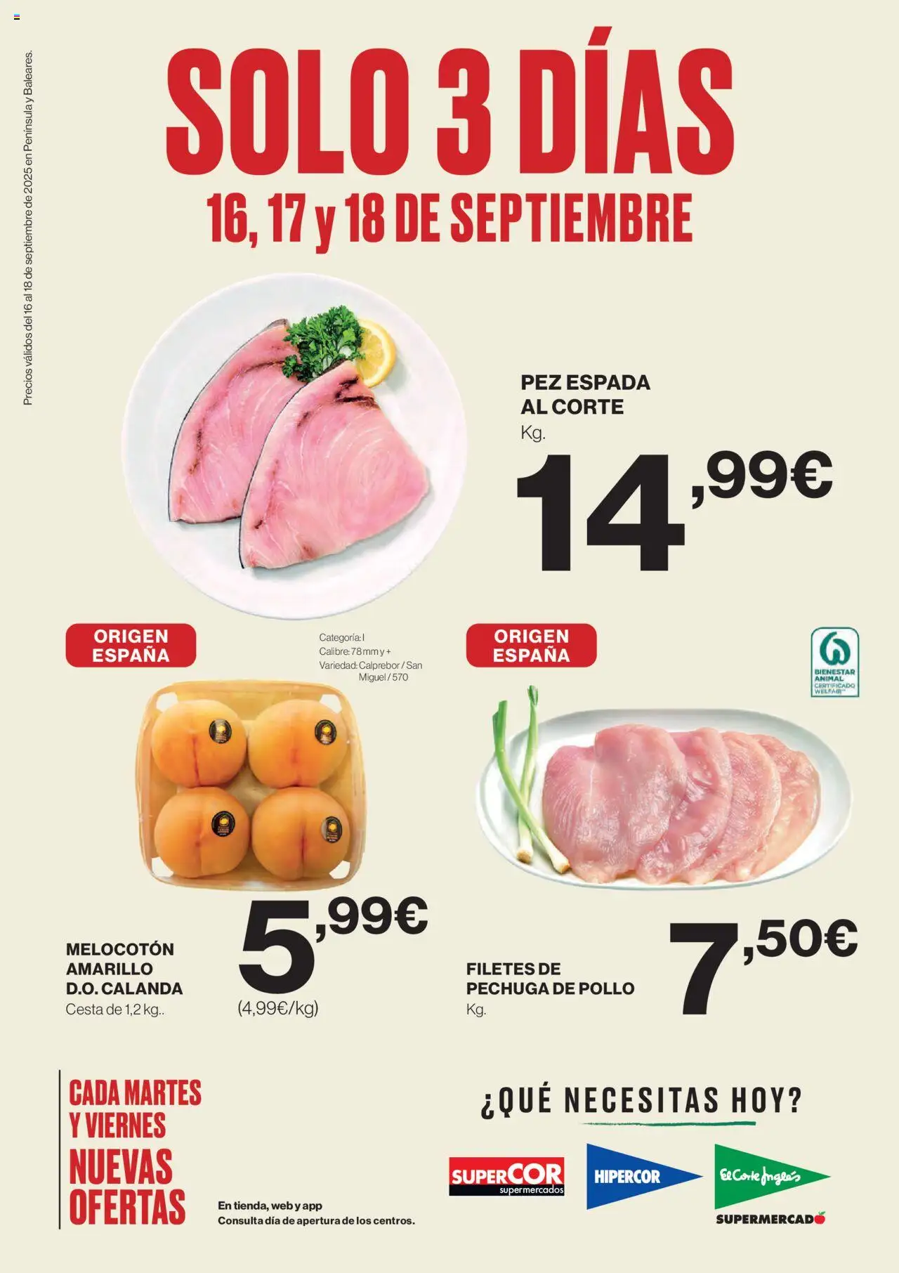 Hipercor catálogo │ válido desde el 16.09.2025 | Página: 1 | Productos: Melocotón amarillo, Cesta