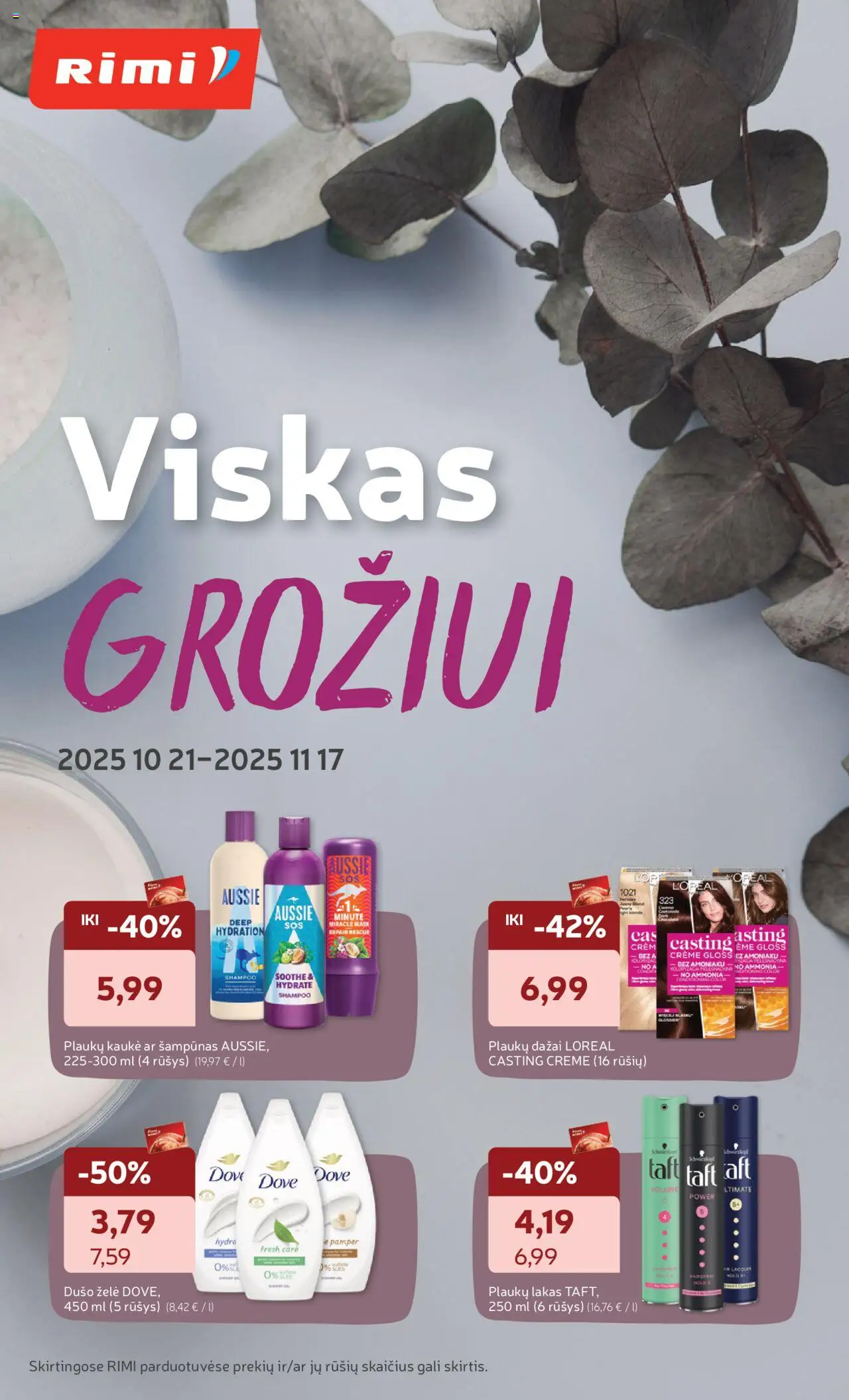 Rimi akcijos nuo 21.10.2025 | Puslapis: 1 | Prekių: Šampūnas, Kaukė, Dušo želė