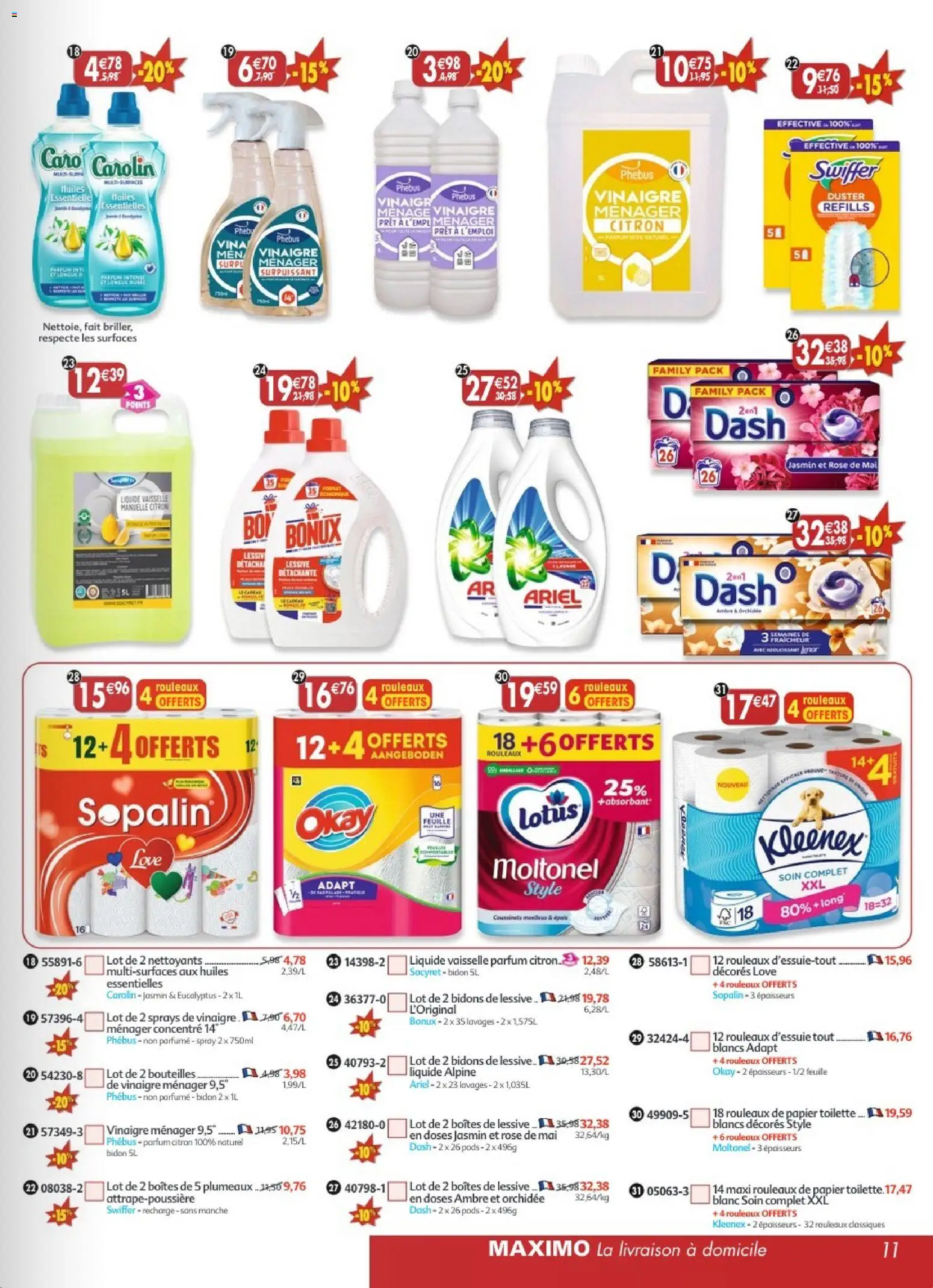 {H1} | Page: 11 | Produits: Ariel, Liquide vaisselle, Orchidée, Vinaigre