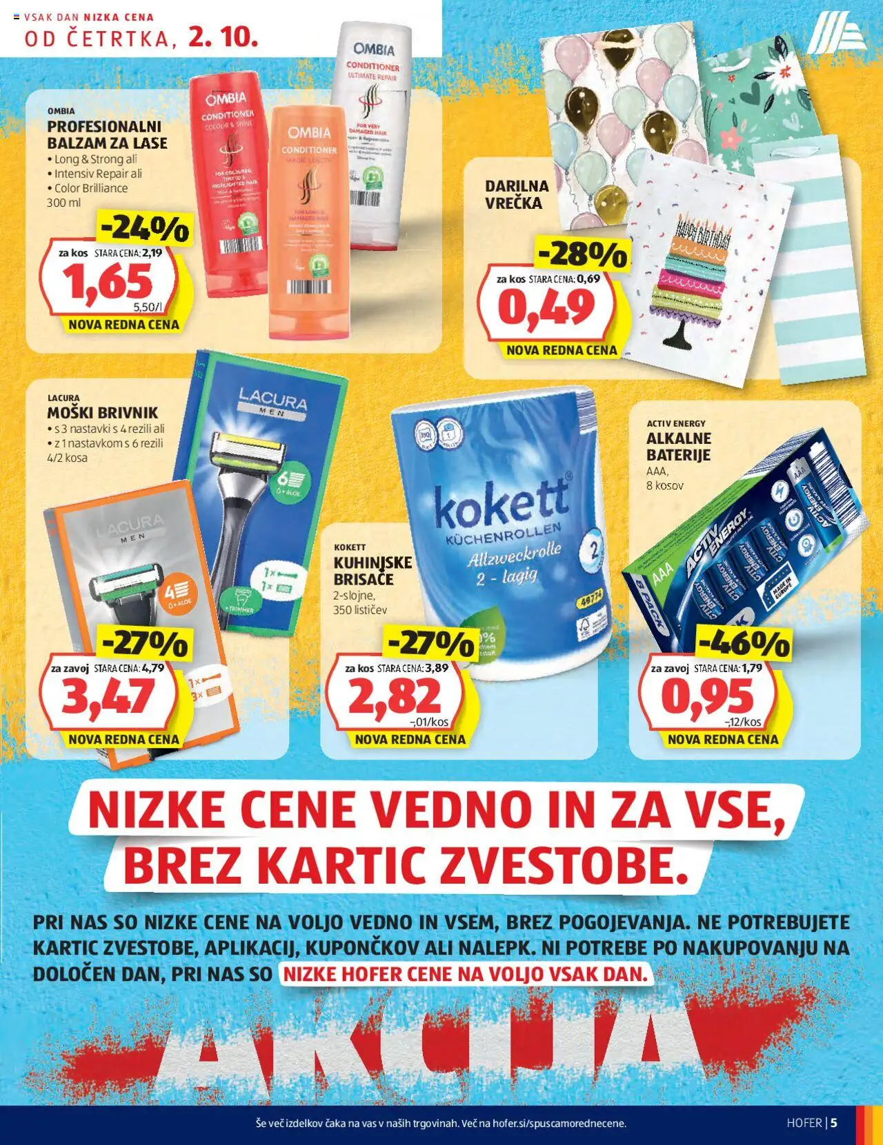 Novi Hofer katalog ponudbe – veljaven od 02.10.2025 | Stran: 5 | Izdelki: Baterije, Puder, Balzam za lase, Brivnik