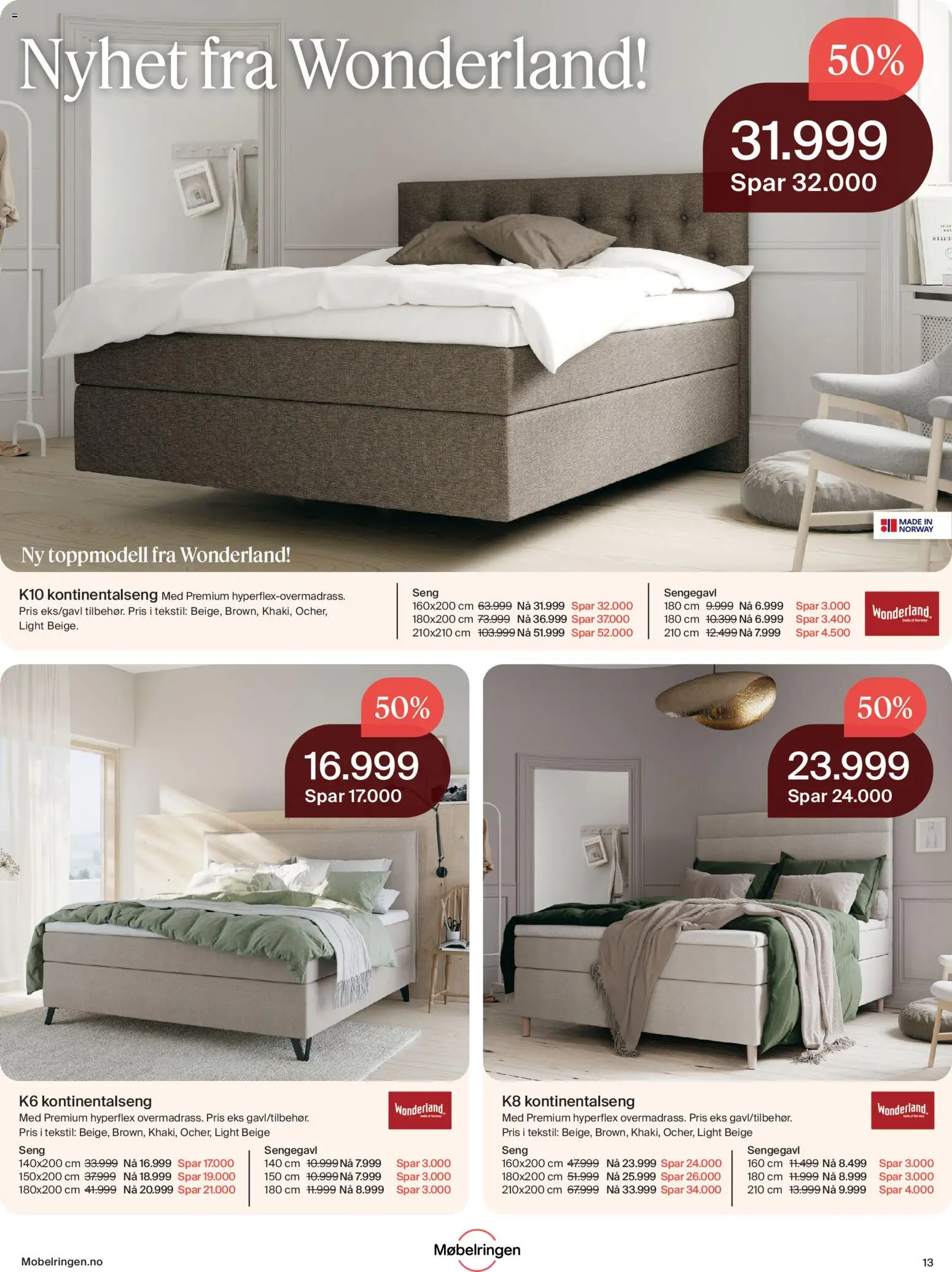 {H1} | Side: 13 | Produkter: Kontinentalseng, Seng, Sengegavl