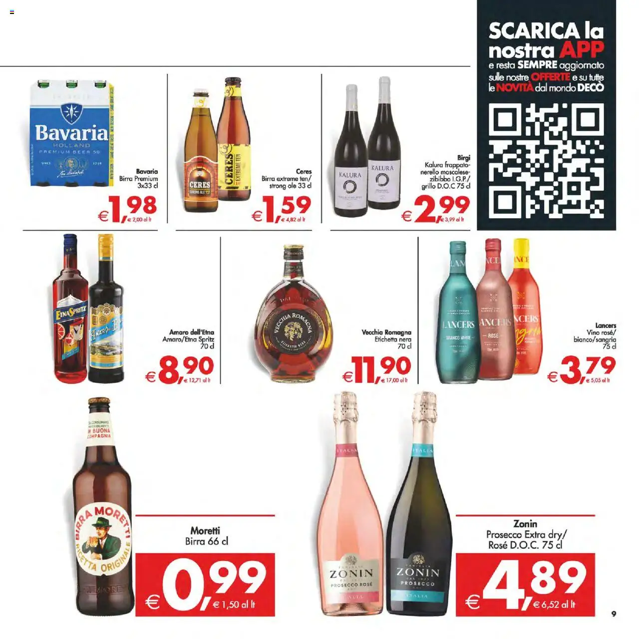 Volantino Decò del 12.09.2025 | Pagina: 9 | Prodotti: Birra, Vino, Ceres, Amaro