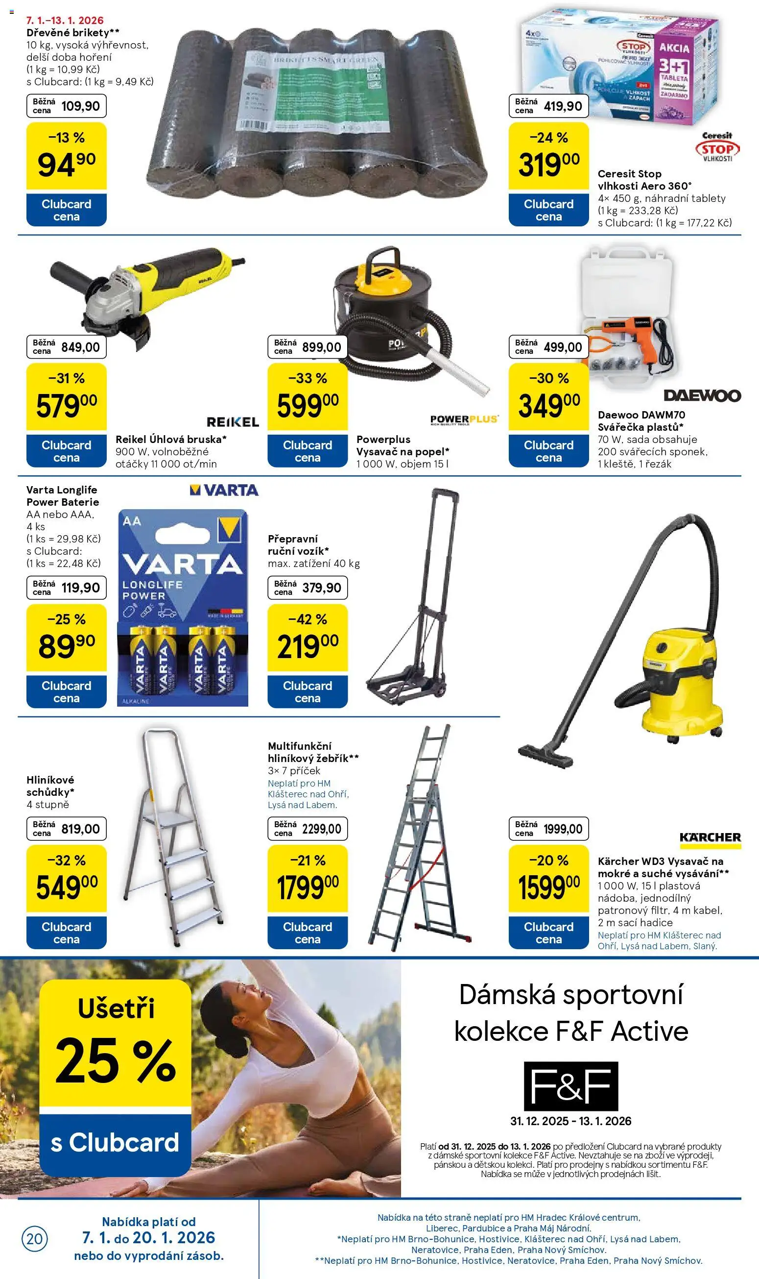 Tesco leták - Hypermarket od 07.01.2026 | Strana: 20 | Produkty: Žebřík, F&F, Baterie AA, Baterie