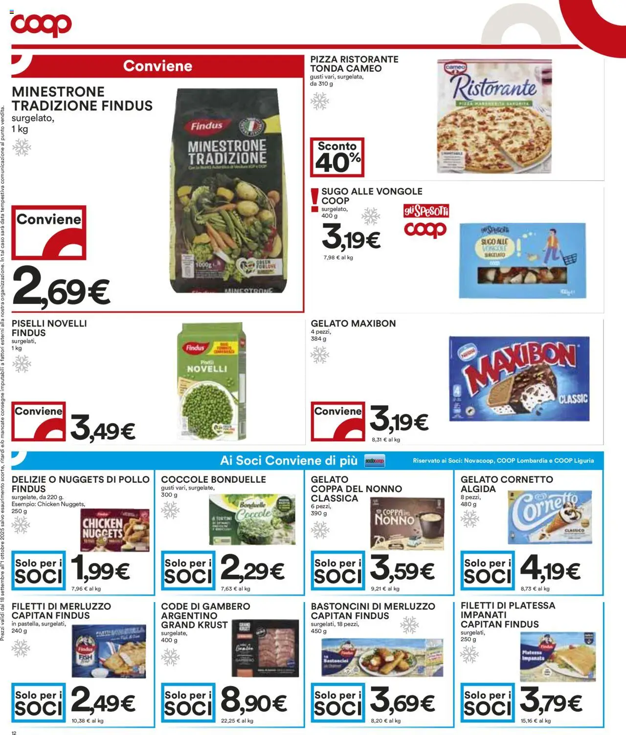 Volantino COOP del 18.09.2025 | Pagina: 12 | Prodotti: Pizza, Gelato, Nuggets, Data