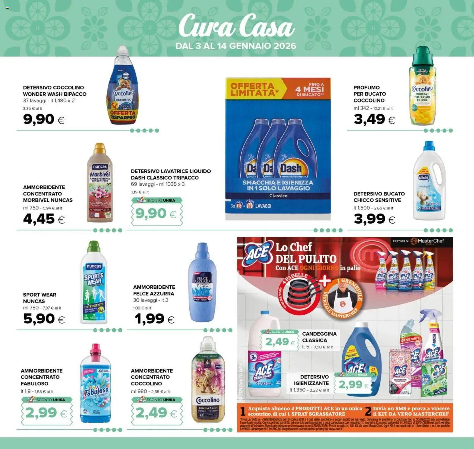 Volantino Oasi del 03.01.2026 | Pagina: 18 | Prodotti: Sgrassatore, Lavatrice, Grembiule, Profumo