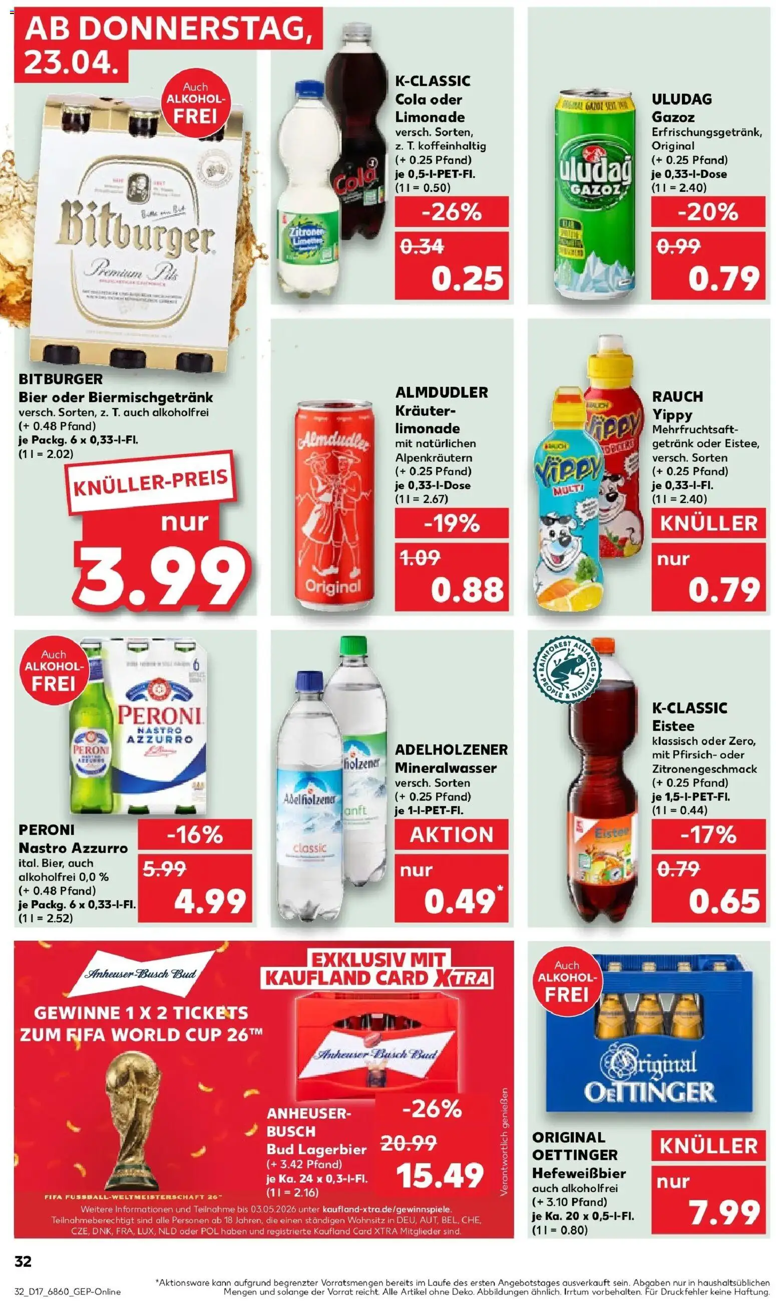 Kaufland Prospekt Bad Kreuznach	 – gültig ab 23.04.2026 | Seite: 32 | Produkte: Bitburger, Bier, Bad, Adelholzener