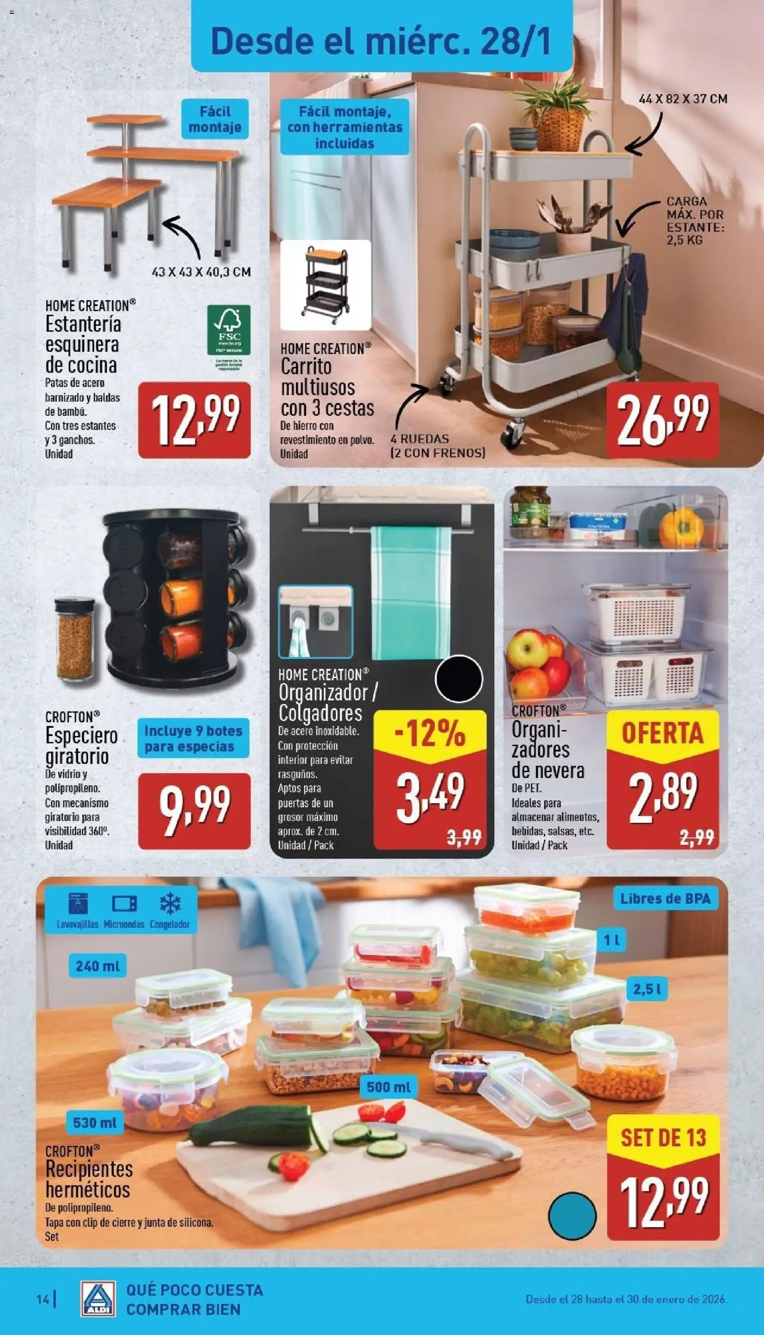 Aldi folleto Canarias │ válido desde el 26.01.2026 | Página: 14 | Productos: Organizador, Congelador, Cocina, Lavavajillas
