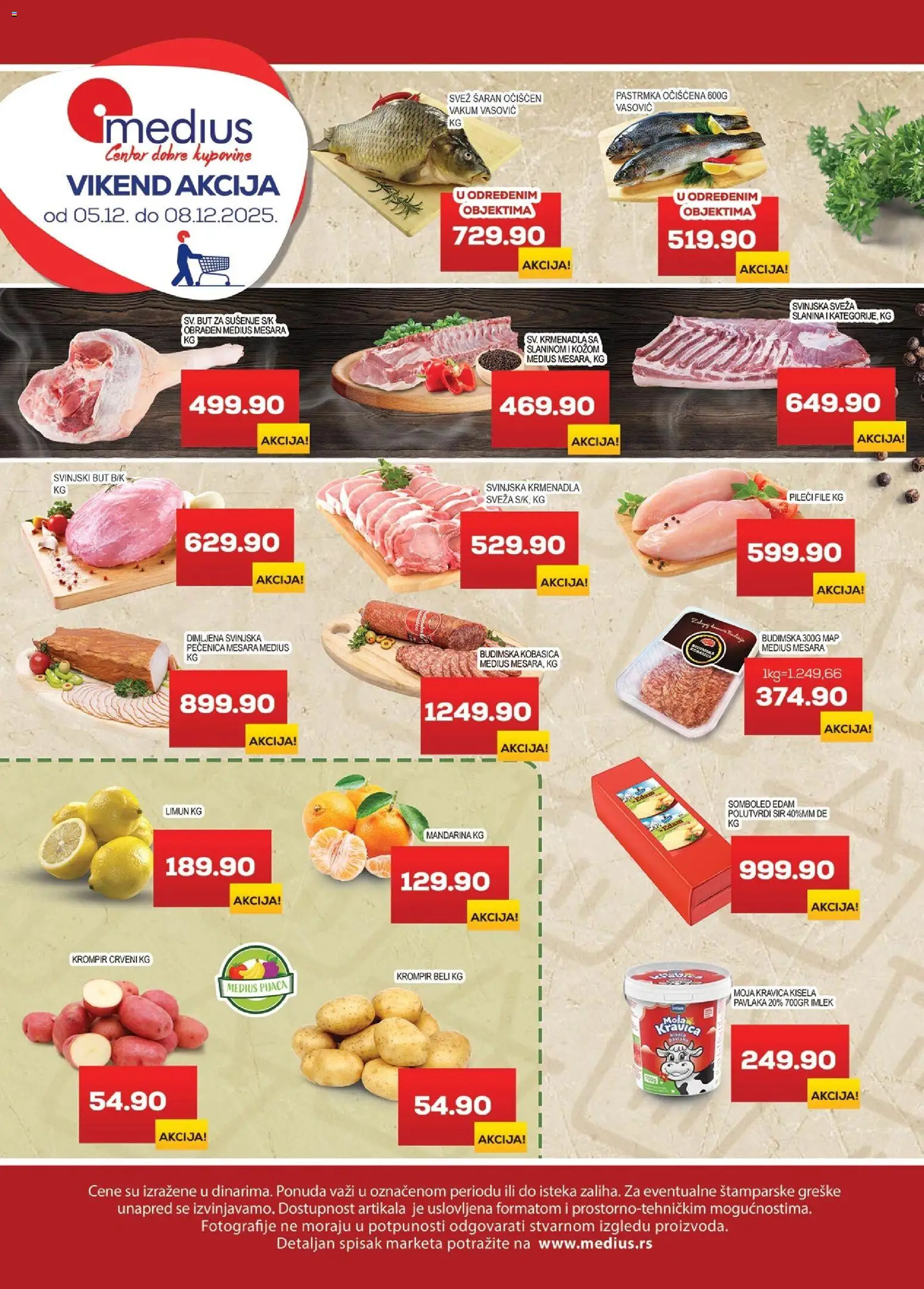 Medius katalog - važi od 05.12.2025 | Strana: 1 | Proizvode: Pastrmka, Moja kravica, Svinjski but, Limun