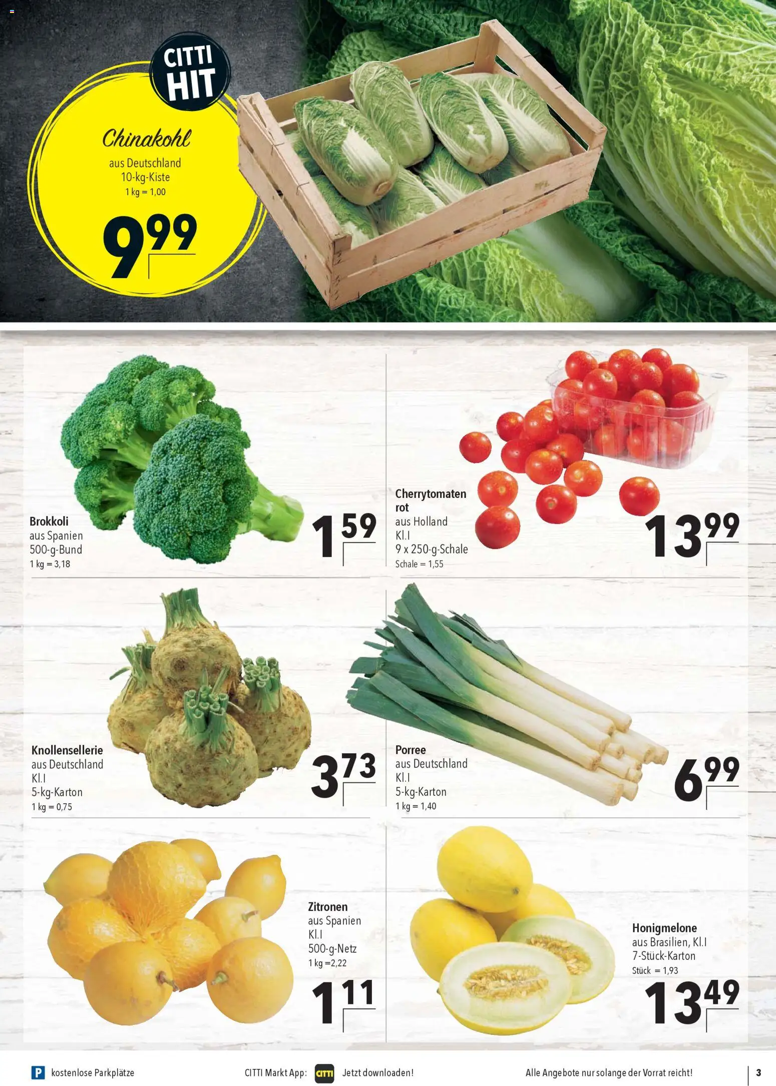 CITTI Markt Aktuelle Angebote für Profis – gültig ab 05.11.2025 | Seite: 3 | Produkte: Honigmelone, Brokkoli, Chinakohl, Zitronen