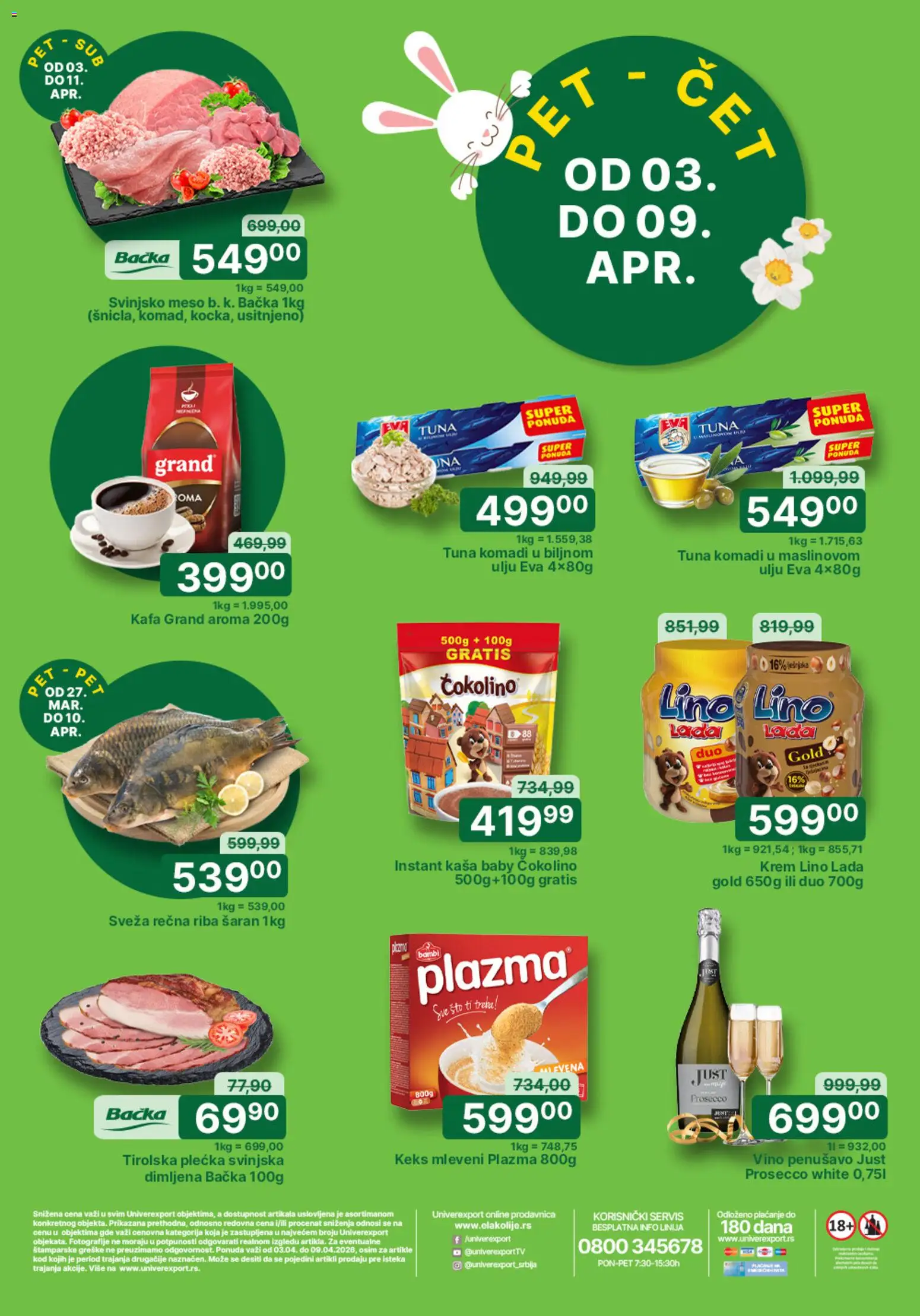 Univerexport katalog - važi od 03.04.2026 | Strana: 1 | Proizvode: Keks, Plazma, Vino, Riba