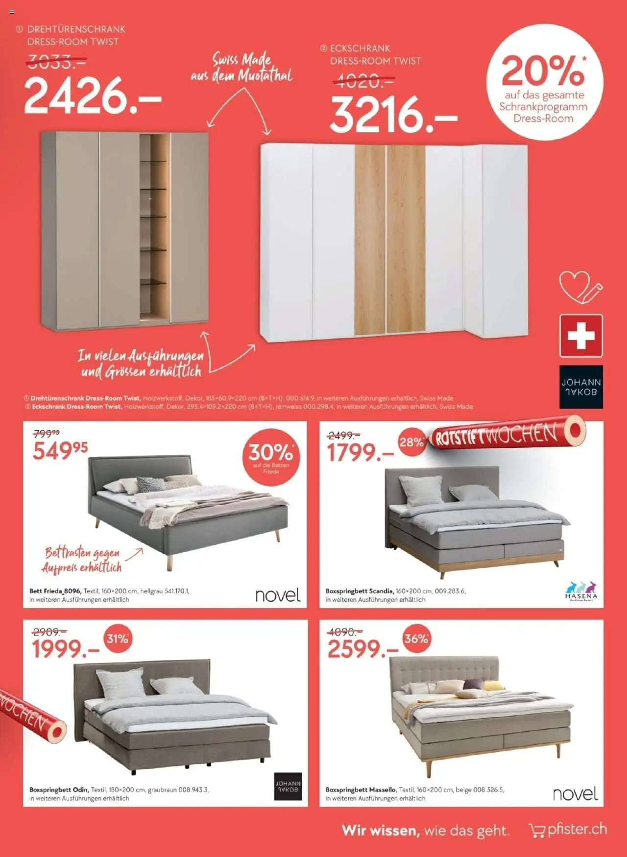Pfister - Prospekt Rotstift 3 DE ab 29.07.2025 | Seite: 11 | Produkte: Drehtürenschrank, Bett, Boxspringbett