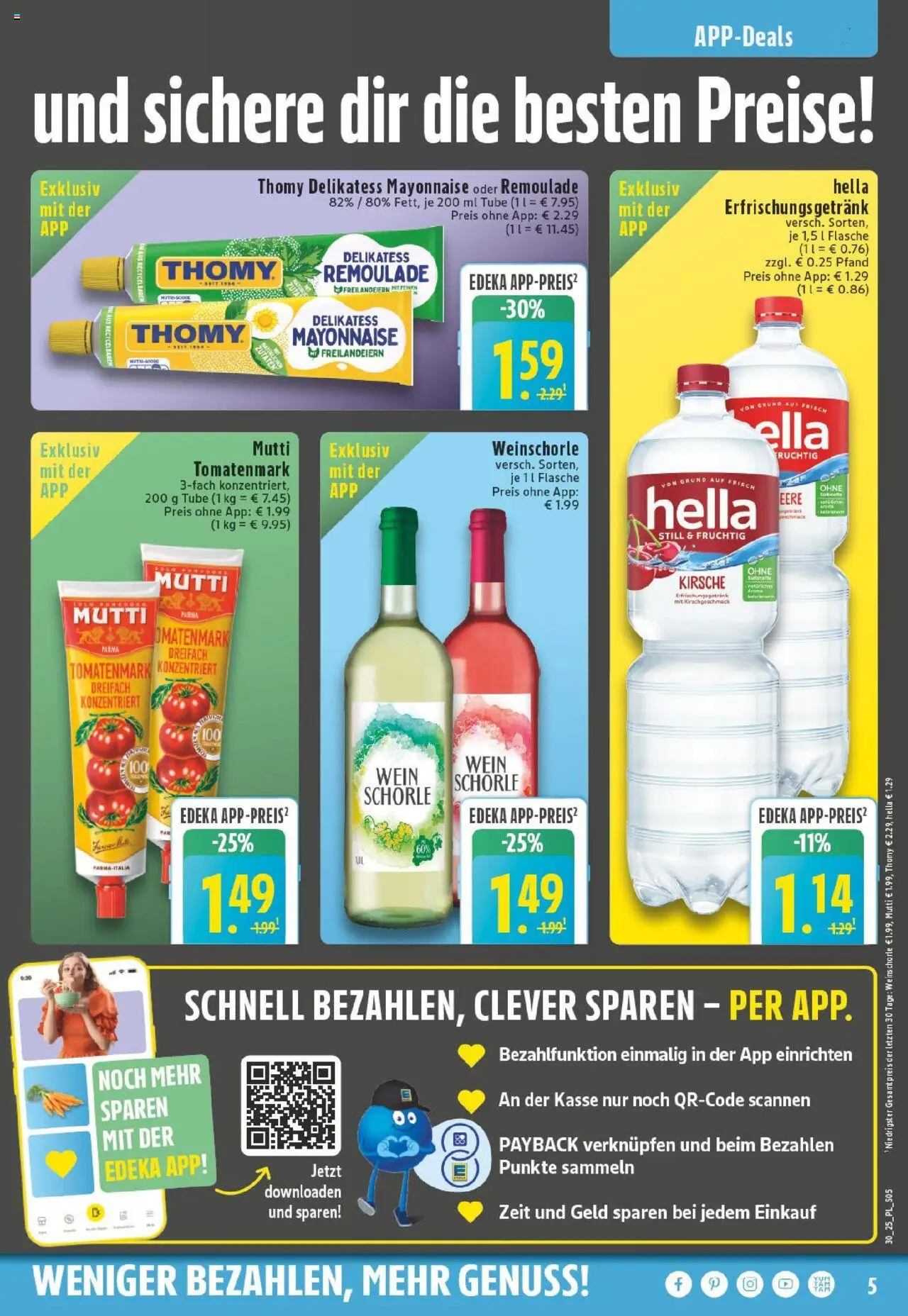 Edeka prospekt Bocholt - Holtwick	 - gültig ab dem 20.07.2025 | Seite: 5 | Produkte: Weinschorle, Mayonnaise, Hella, Wein