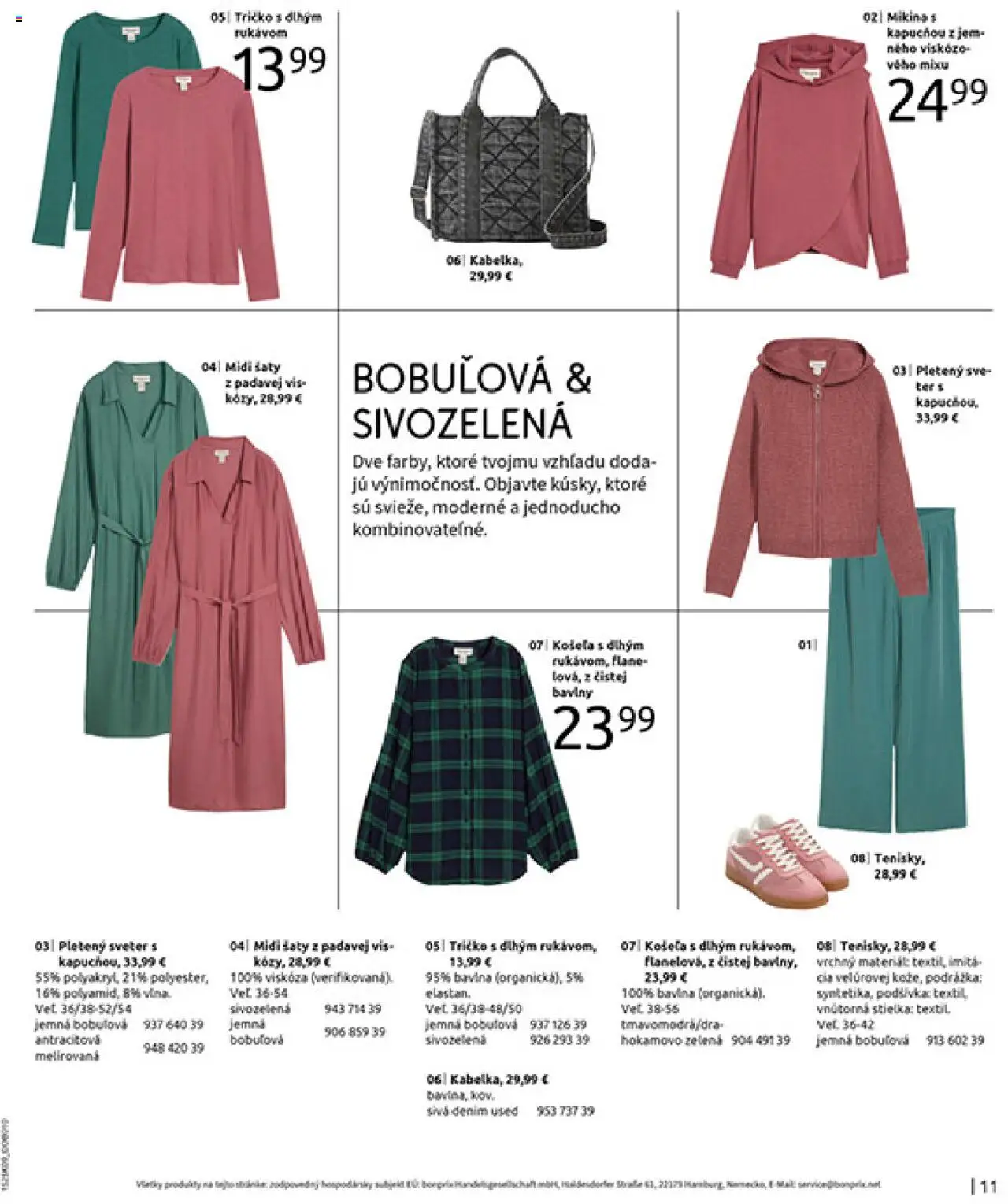 Nové Bonprix akcie – leták je platný od 23.09.2025 | Strana: 13 | Produkty: Šaty, Košeľa, Sveter, Mikina