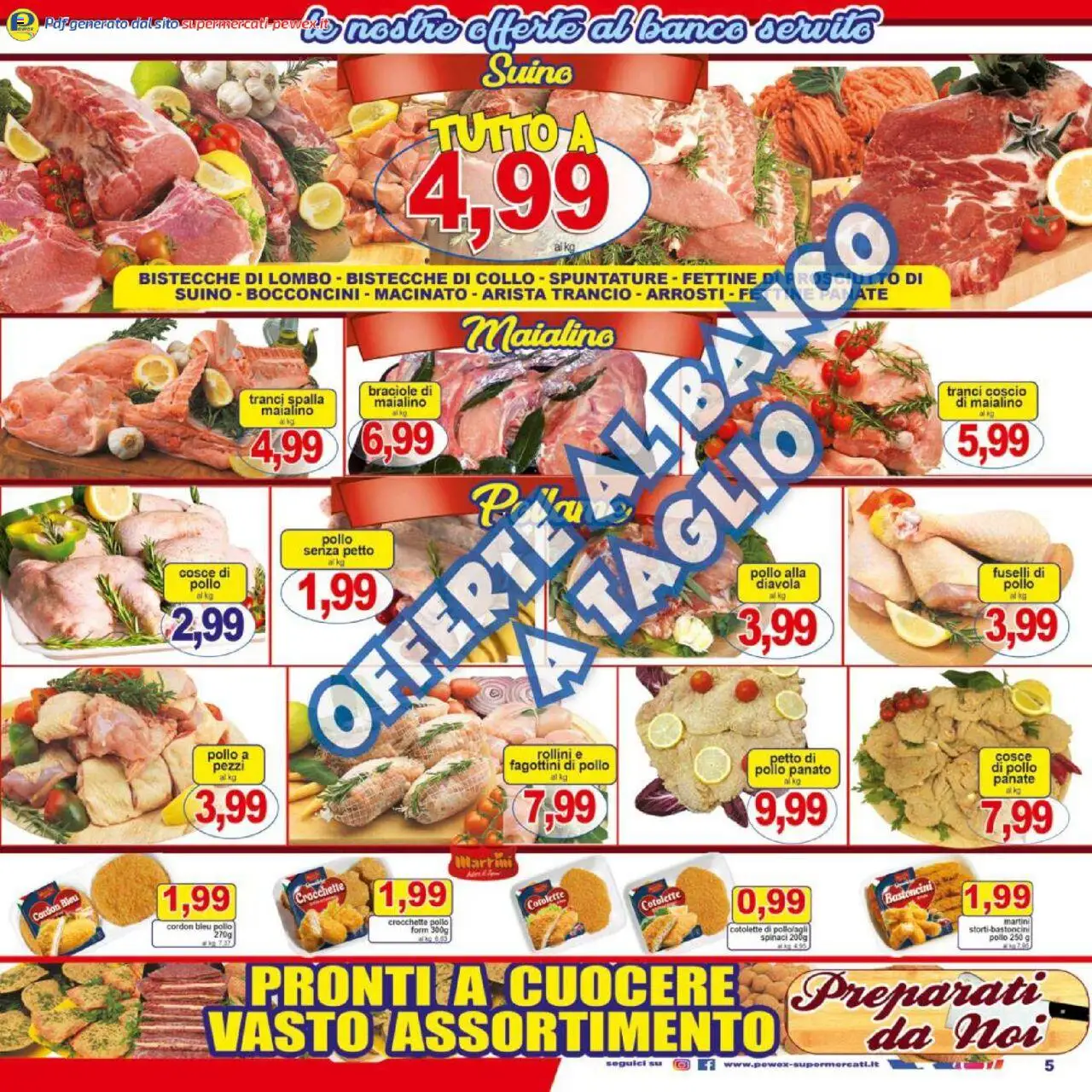 Volantino Pewex del 08.10.2025 | Pagina: 5 | Prodotti: Pollo, Suino, Spinaci, Crocchette