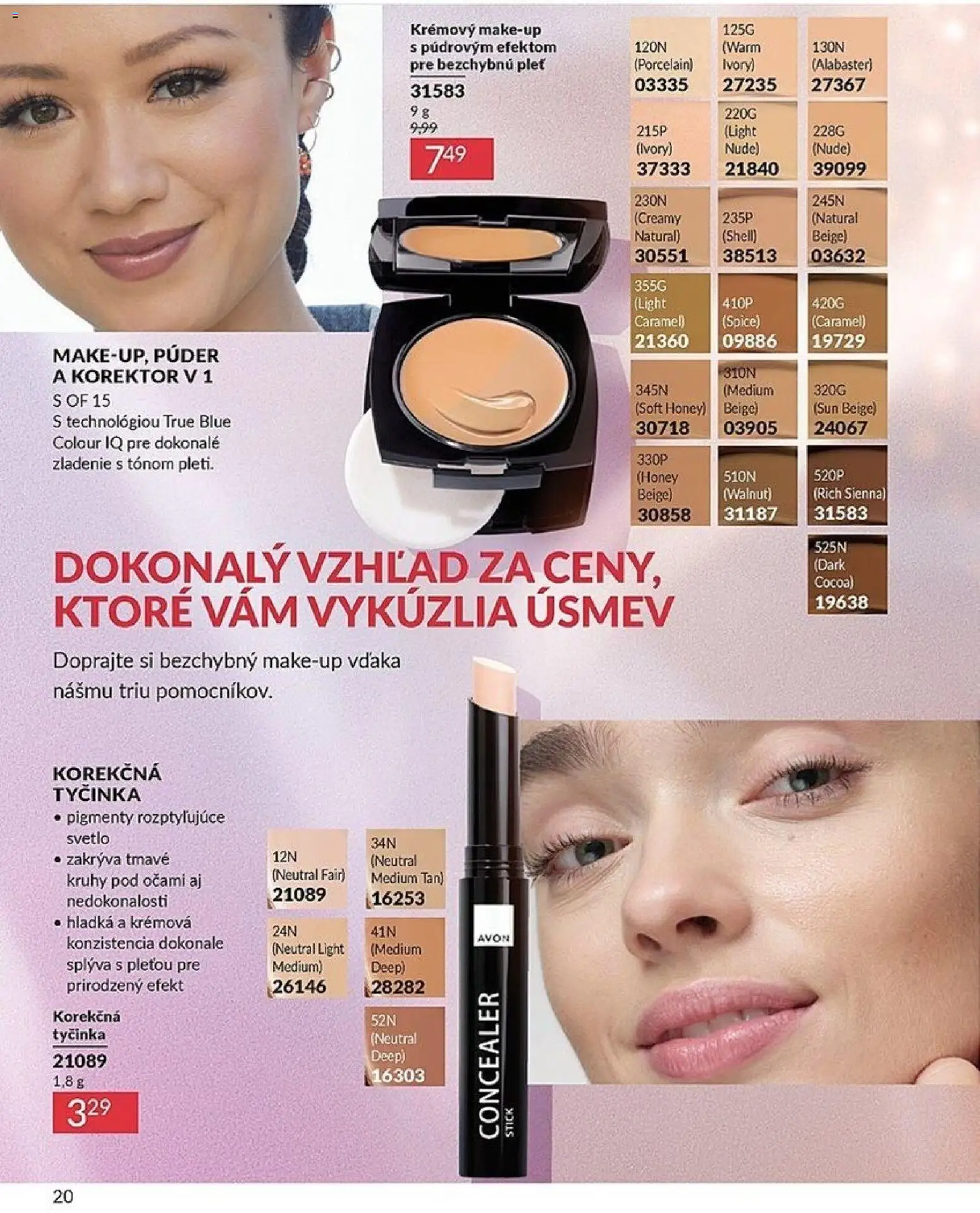 Nové Avon akcie – leták je platný od 01.01.2026 | Strana: 20 | Produkty: Svetlo, Korektor, Púder