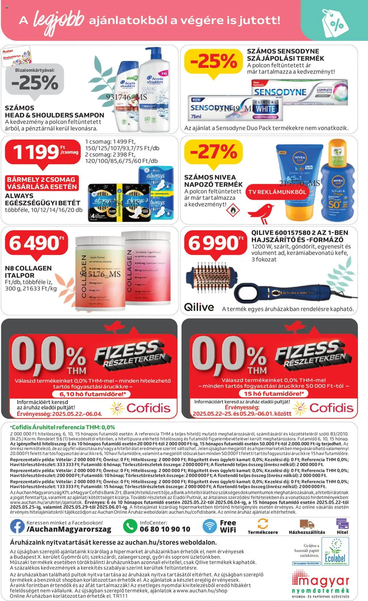 Auchan akciós ujság - amely érvényes a következő dátumtól: 22.05.2025 | Oldal: 20 | Termékek: Hajszárító, TV, Sampon, Italpor