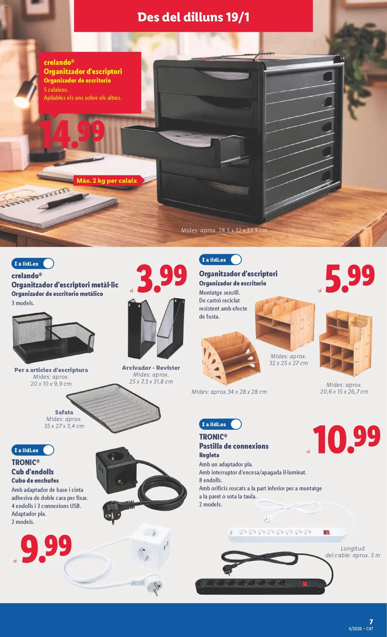 Lidl folleto de bazar │ válido desde el 19.01.2026 | Página: 11 | Productos: Organizador, Cable, Adaptador