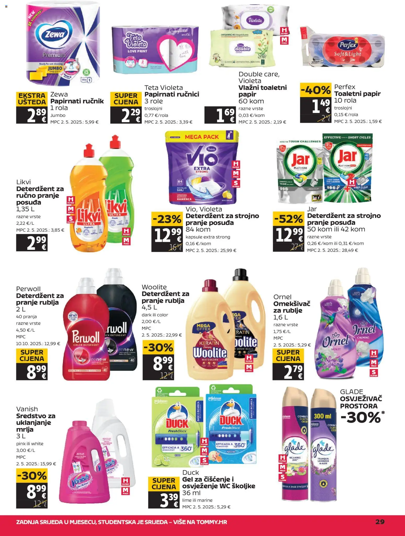 Tommy katalog | vrijedi od 22.01.2026 | Stranica: 29 | Proizvodi: Deterdžent, Papirnati ručnici, Zewa, Violeta