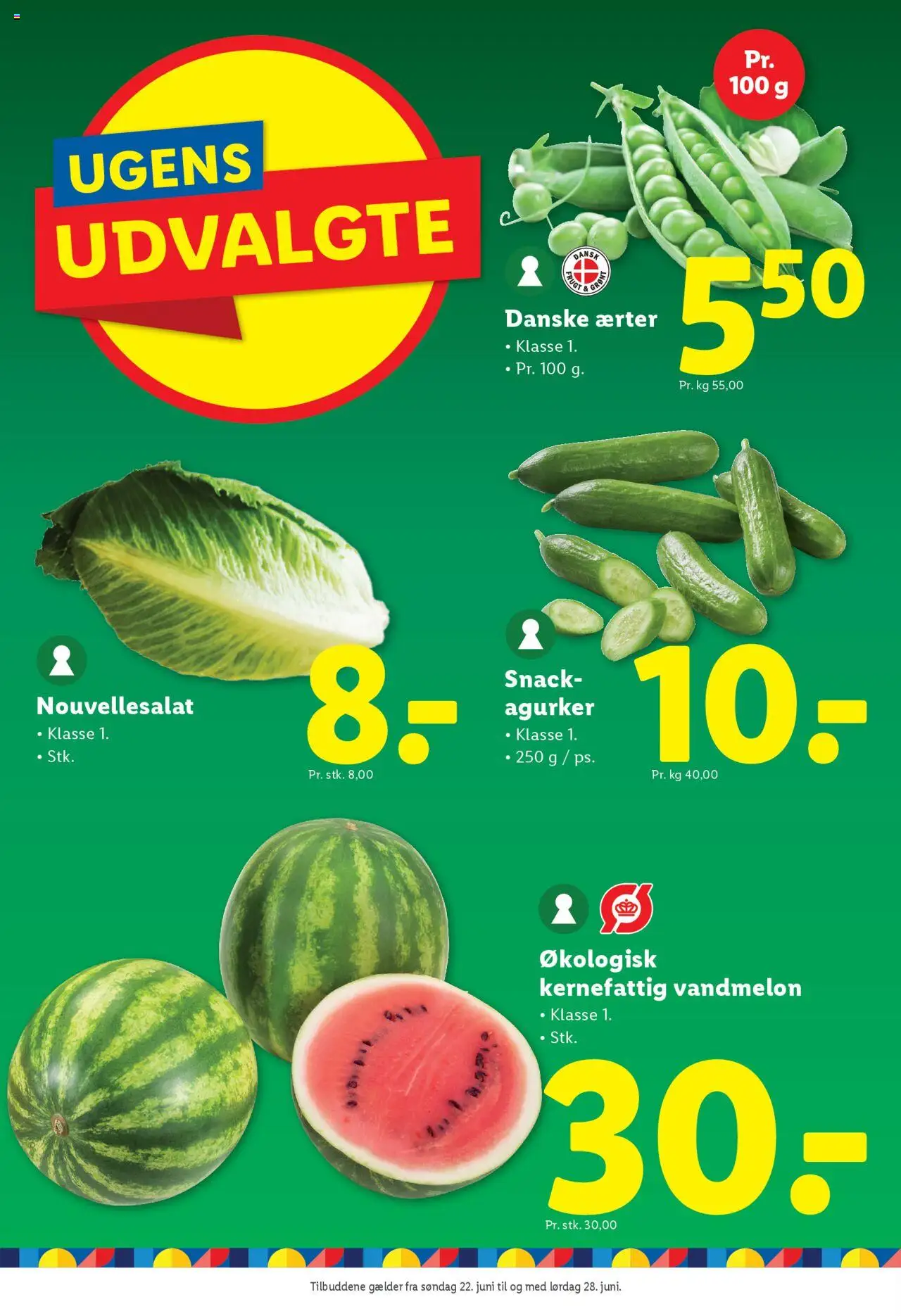 Lidl Tilbudsavis gyldig fra 26.06.2025 | Side: 19 | Produkter: Agurker, Vandmelon, Ærter