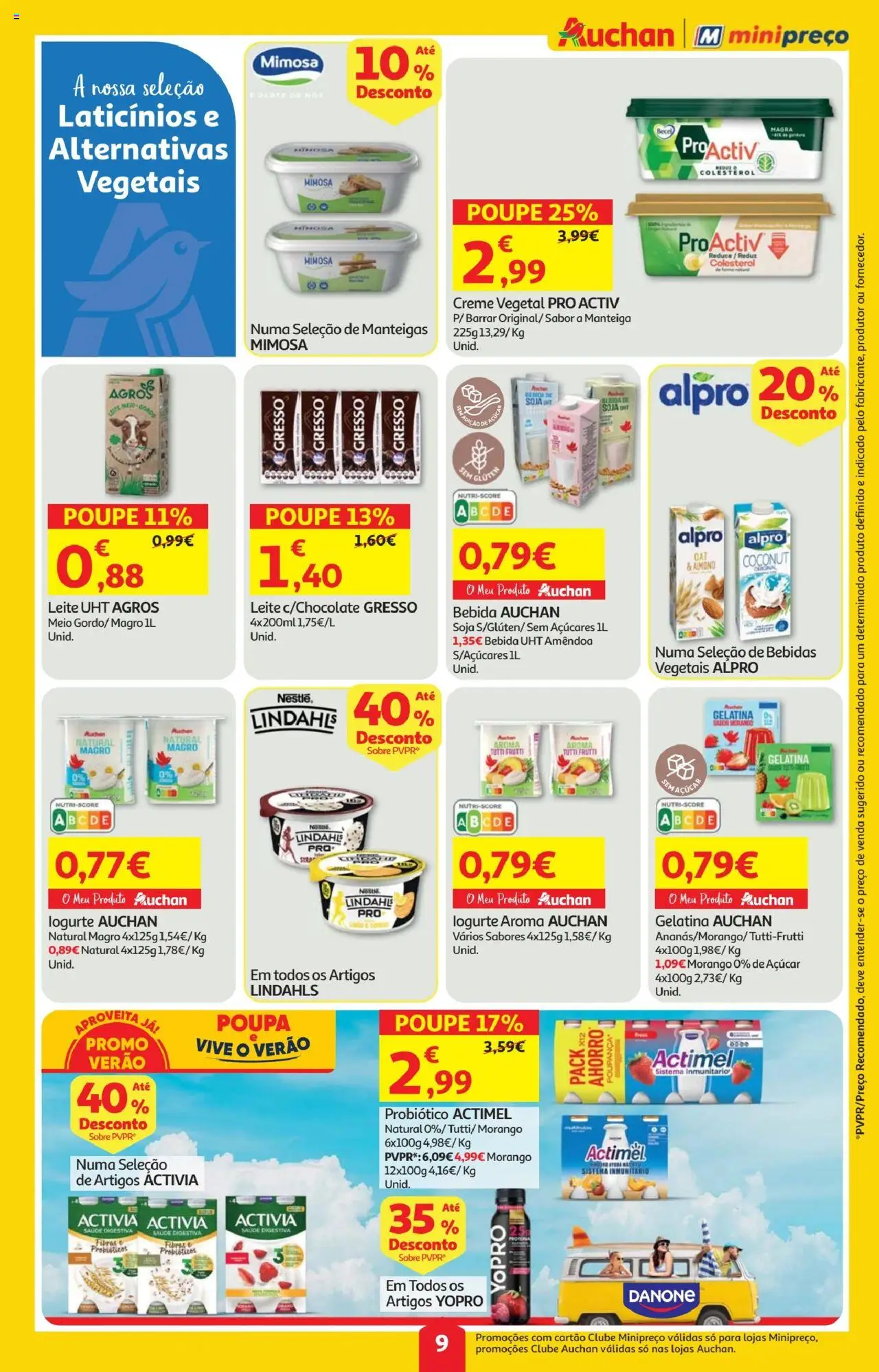 Minipreço folheto │ válido de 14.08.2025 | Página: 9 | Produtos: Probióticos, Leite, Creme, Bebida