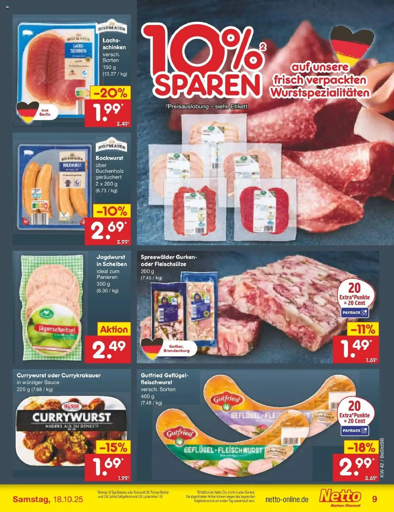 Netto Marken-Discount Prospekt 	 – gültig ab 13.10.2025 | Seite: 11 | Produkte: Bockwurst, Wurst, Schinken, Gurken