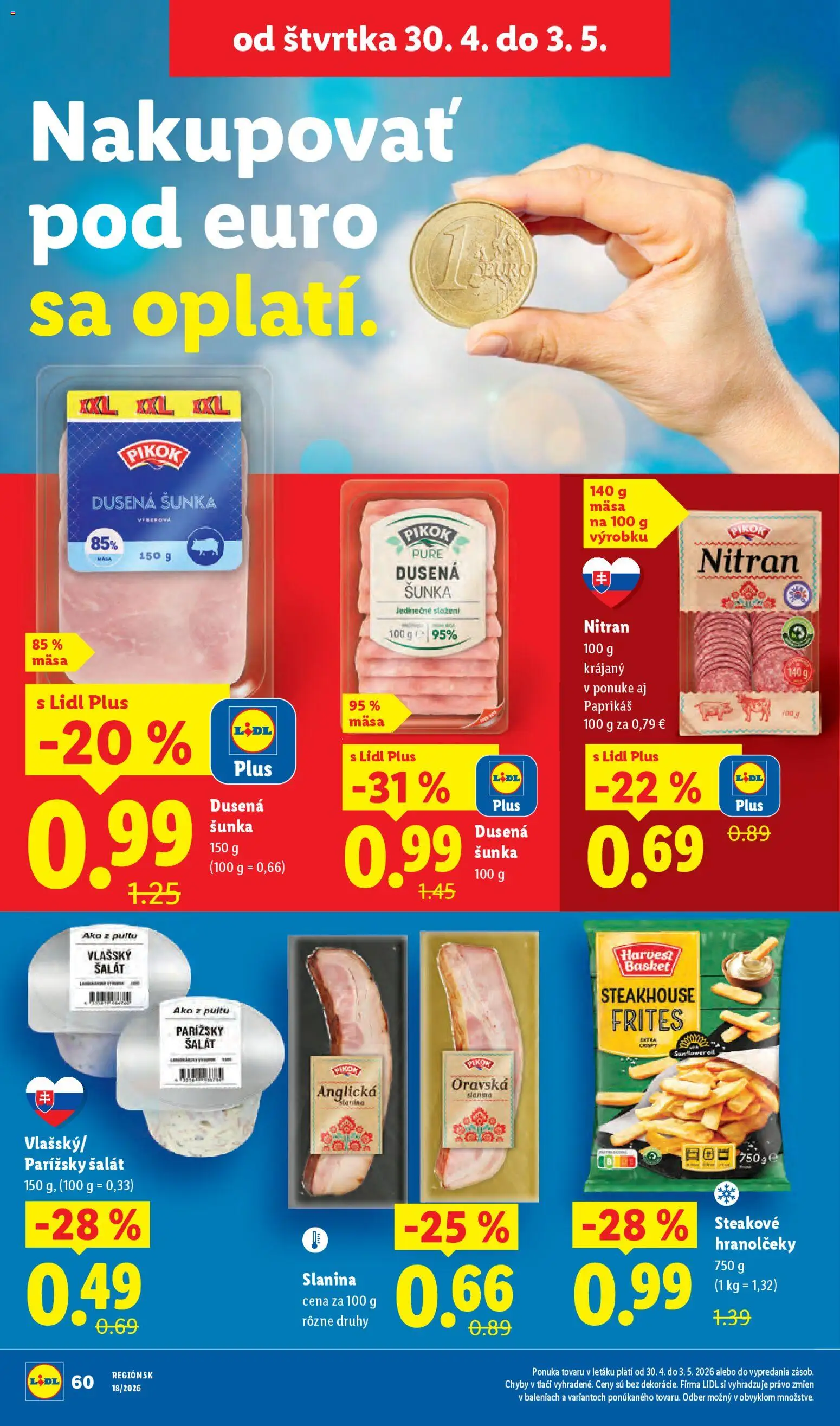 Nové Lidl akcie – leták je platný od 27.04.2026 | Strana: 64 | Produkty: Šunka, Slanina, Šalát