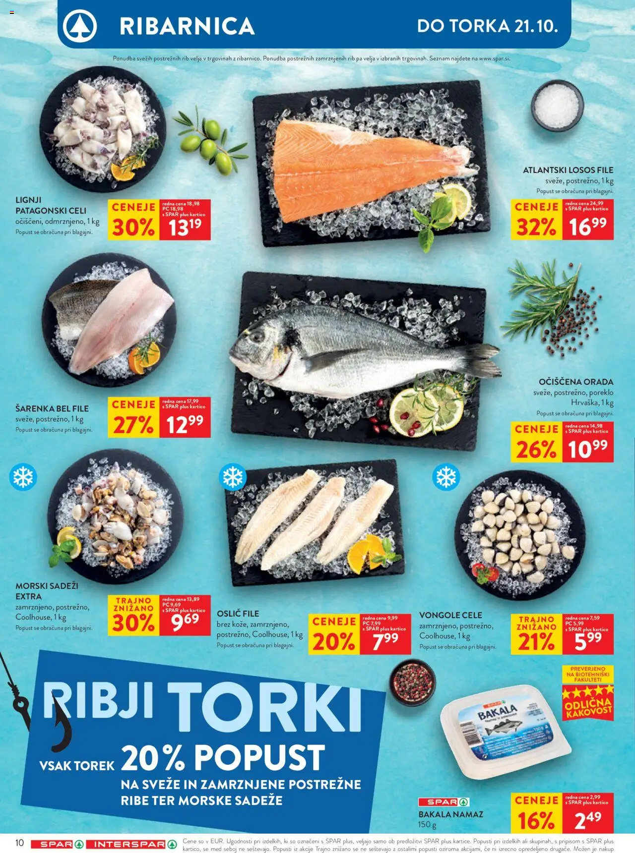 Novi Spar katalog ponudbe – veljaven od 15.10.2025 | Stran: 11 | Izdelki: Lignji, Orada, Ribe, Morski sadezi