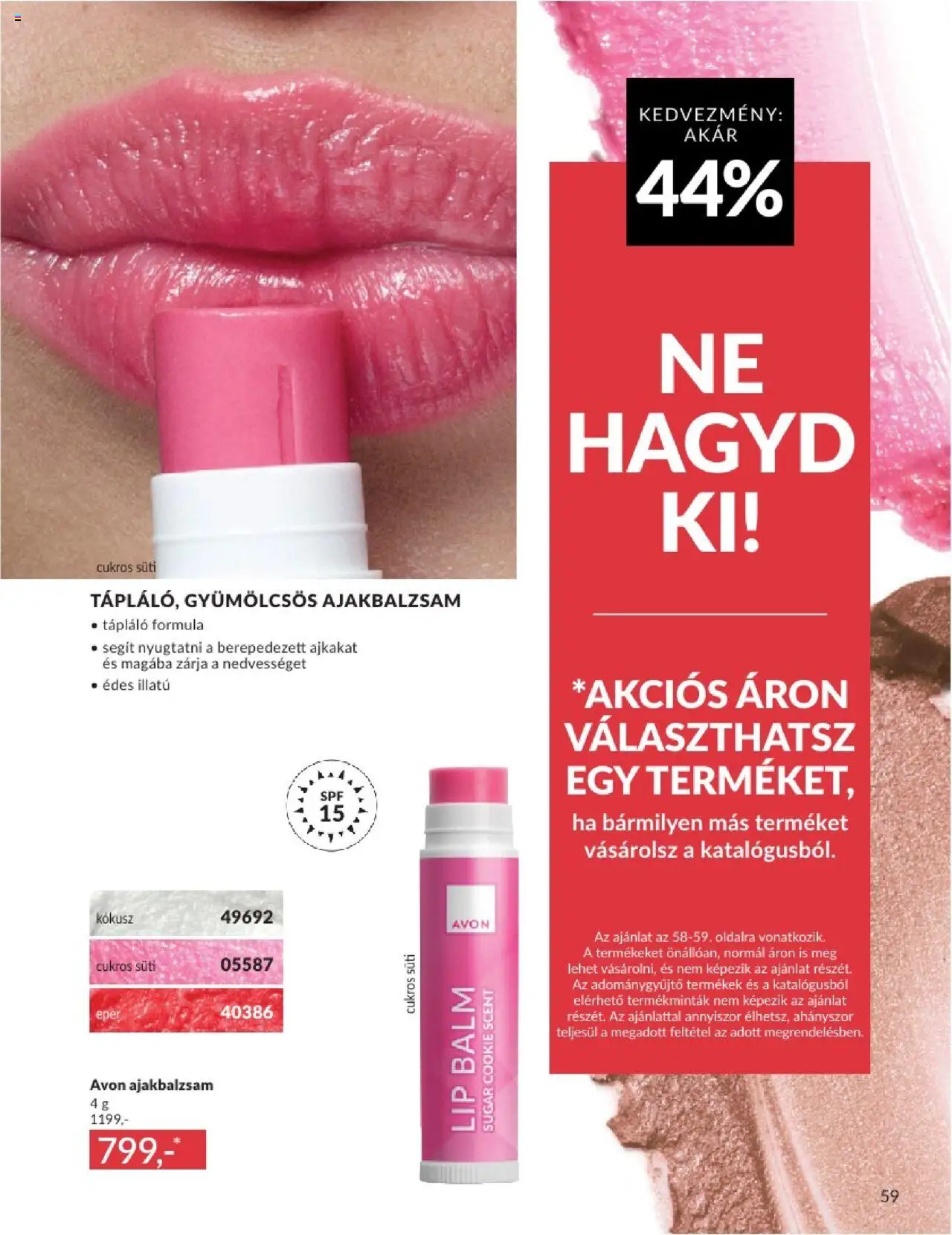 Avon akciós ujság - amely érvényes a következő dátumtól: 01.06.2025 | Oldal: 59 | Termékek: Kokusz, Eper