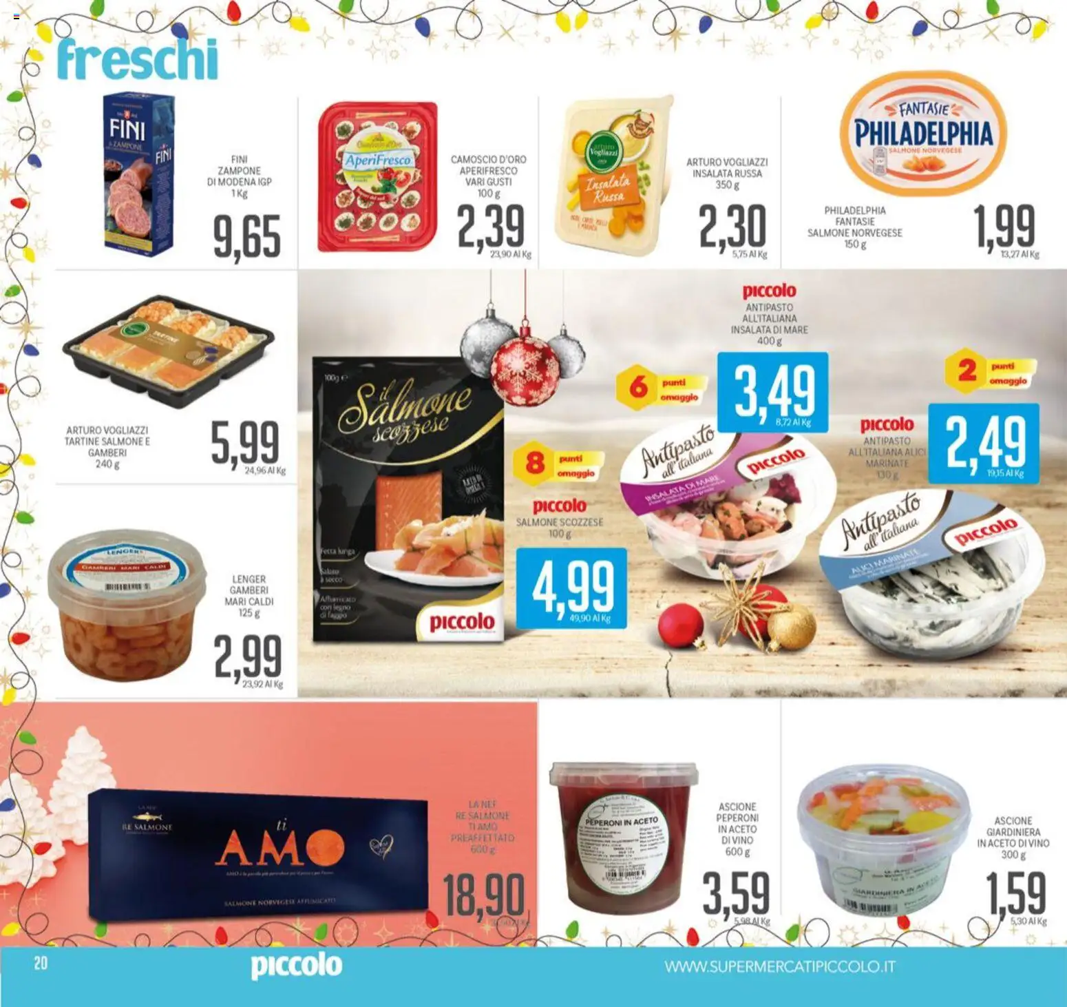Volantino Piccolo del 08.12.2025 | Pagina: 20 | Prodotti: Peperoni, Gamberi, Vino, Alici