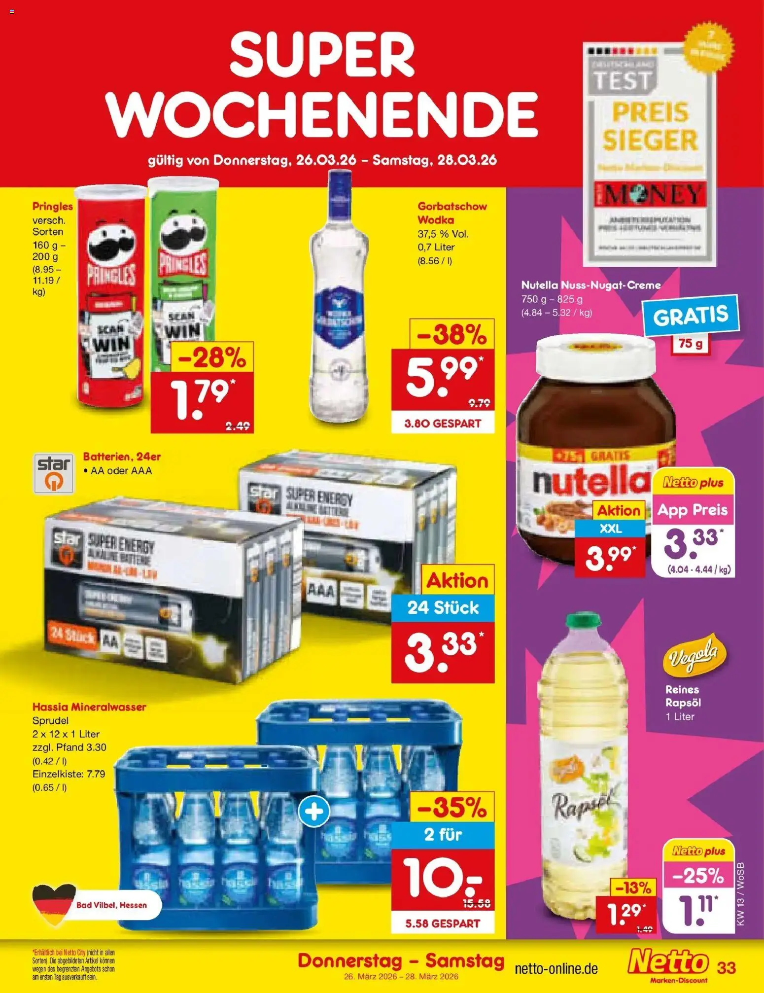 Netto Marken-Discount Prospekt Mannheim	 – gültig ab 23.03.2026 | Seite: 47 | Produkte: Energy, Rapsöl, Nutella, Wodka