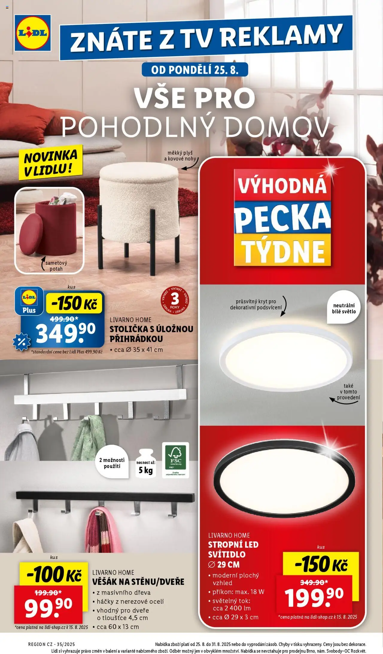 Lidl leták od 25.08.2025 | Strana: 28 | Produkty: Tv, Stolička, Věšák, LED