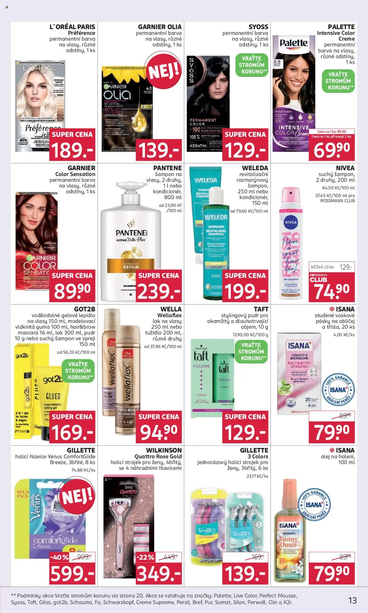 Rossmann leták od 13.08.2025 | Strana: 13 | Produkty: Holicí strojek, Pudr, Garnier Color Sensation, Šampon