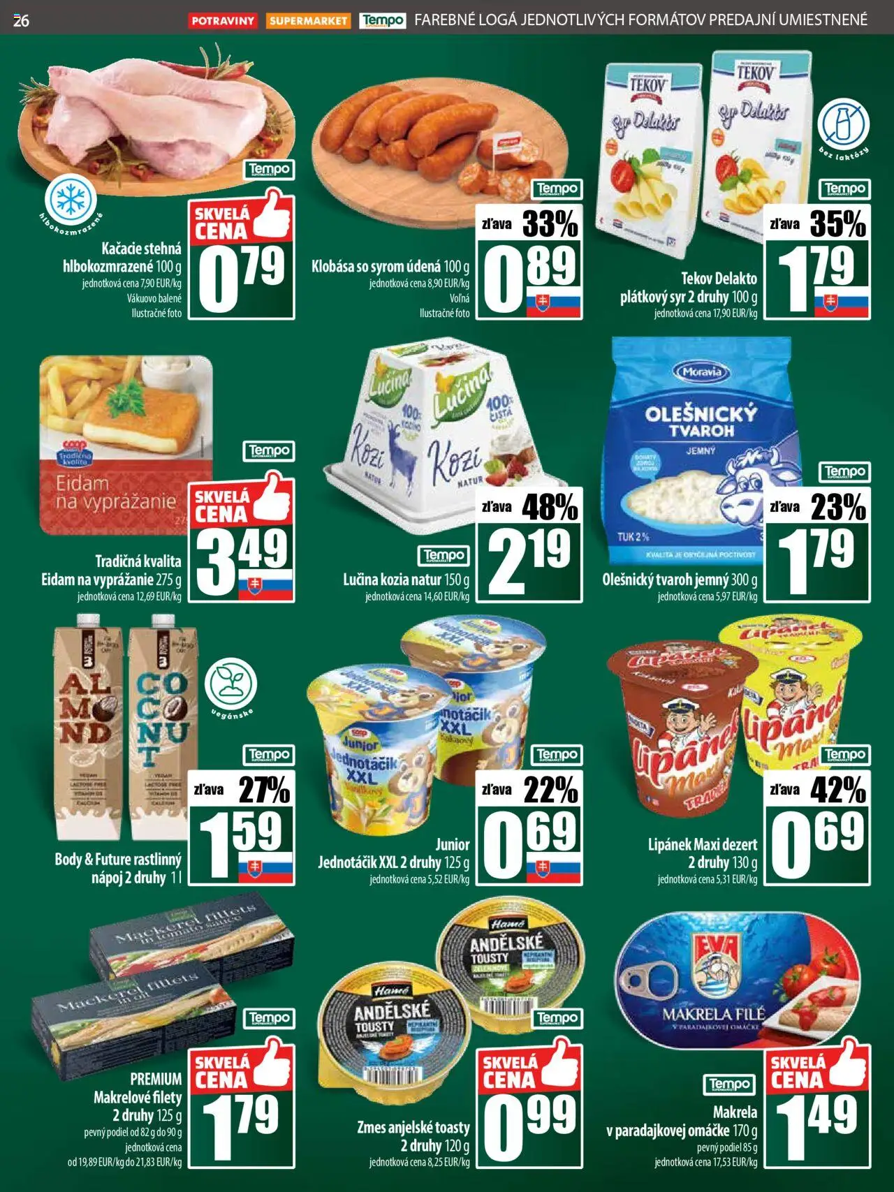 COOP Jednota leták │ platný od 17.07.2025 | Strana: 26 | Produkty: Syr, Klobása, Eidam, Tvaroh