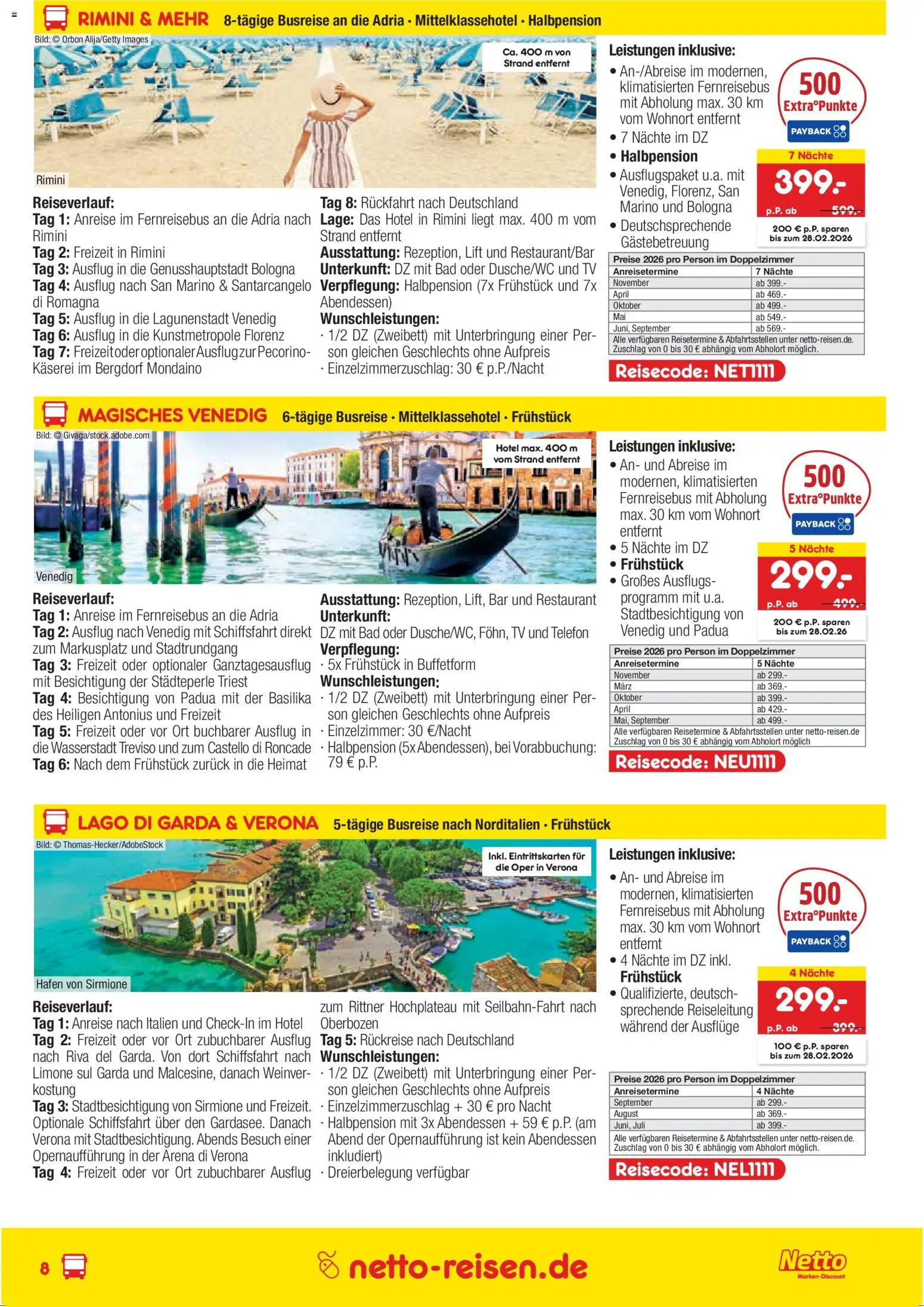 Netto Reisen Reise-Sonderangebote – gültig ab 15.01.2026 | Seite: 8 | Produkte: Bad, Telefon, TV