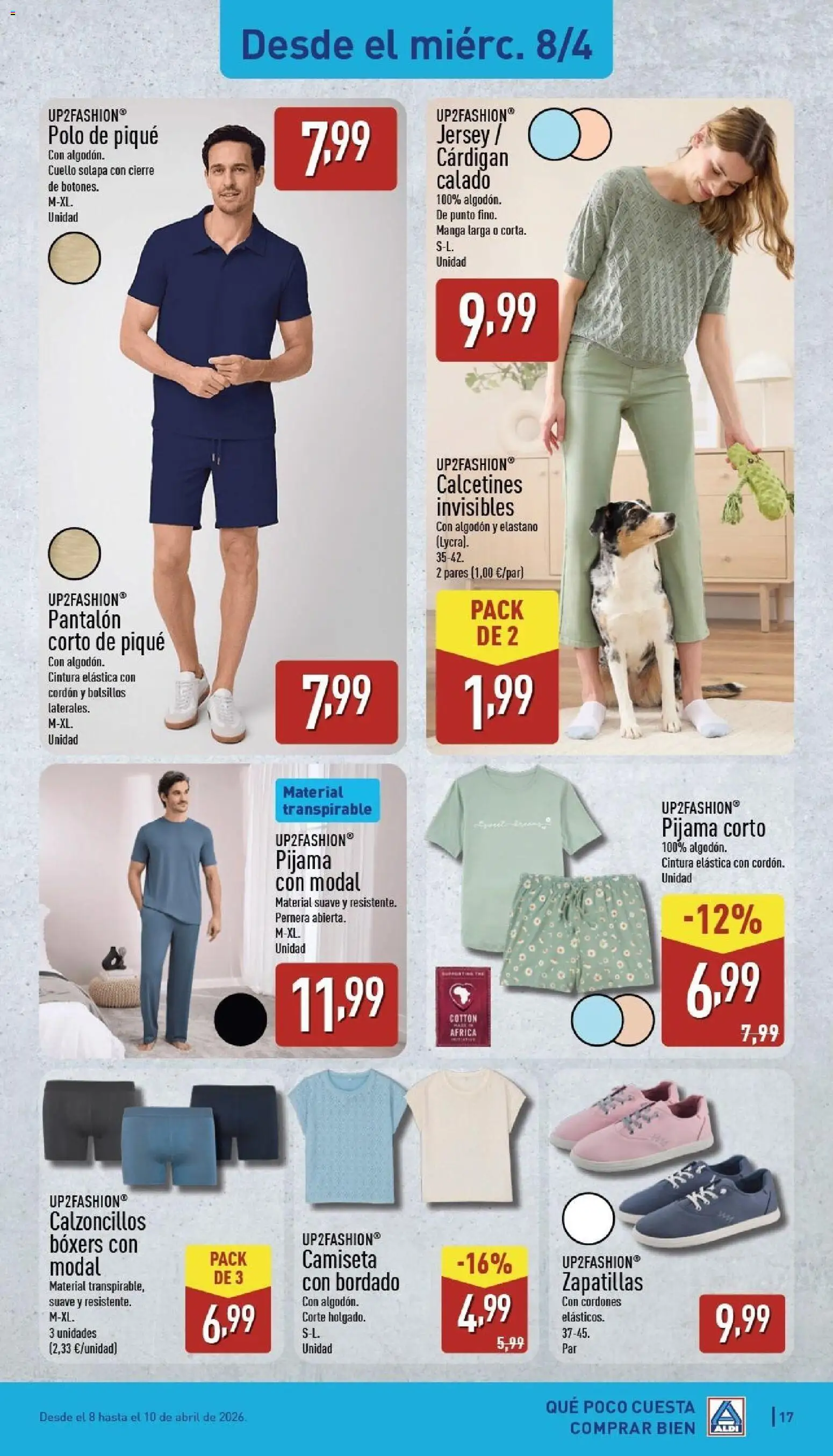 Aldi folleto Península │ válido desde el 06.04.2026 | Página: 17 | Productos: Pijama, Boxers, Zapatillas, Pantalón corto
