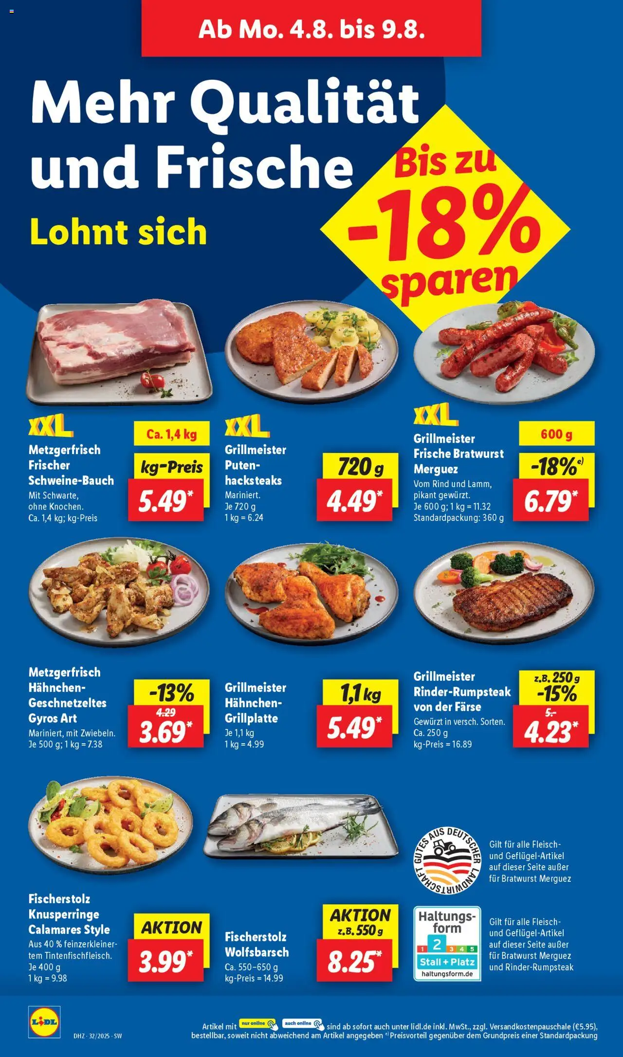 Lidl Prospekt Dornstetten - gültig ab dem 04.08.2025 | Seite: 10 | Produkte: Hahnchen, Schweinebauch, Gyros, Fleisch