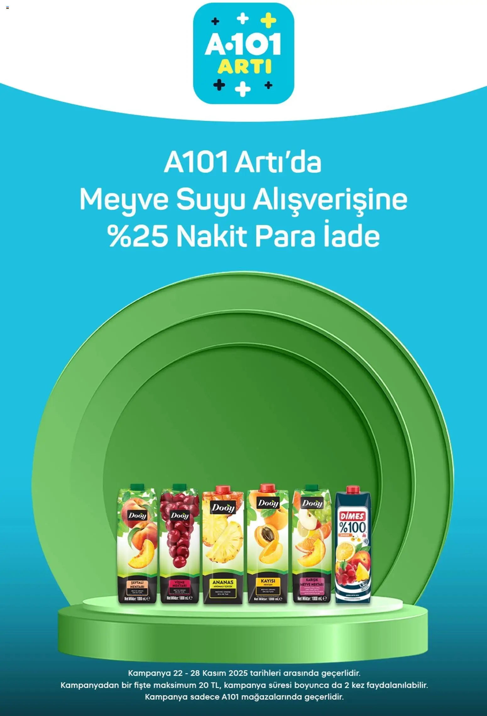 A101 Arti - 22.11.2025 tarihinden itibaren geçerlidir | Sayfa: 4 | Ürünler: Meyve suyu, Meyve, Kayısı, Şeftali