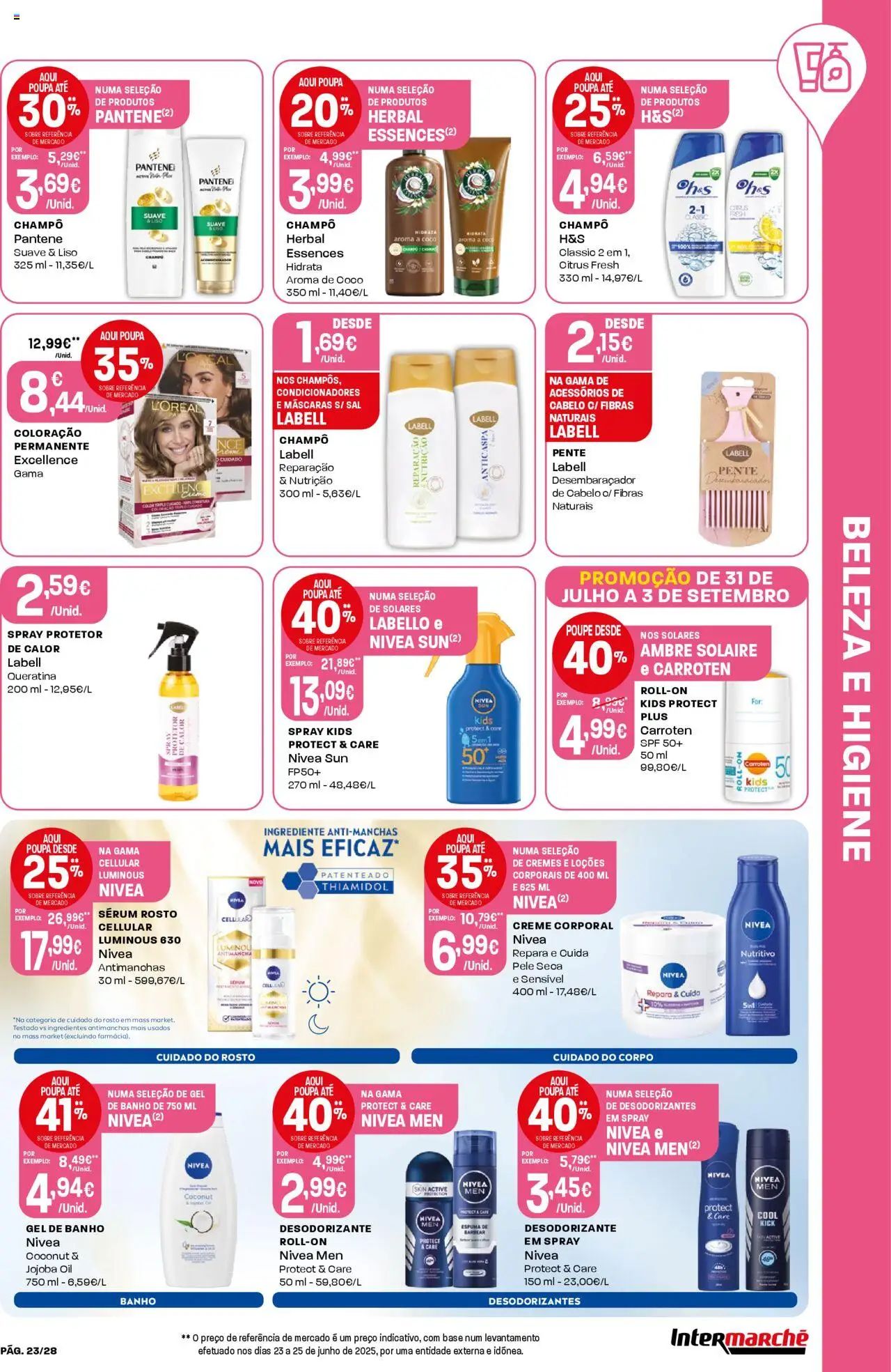 Intermarché folheto │ válido de 31.07.2025 | Página: 23 | Produtos: Desodorizante, Base, Sal, Banho