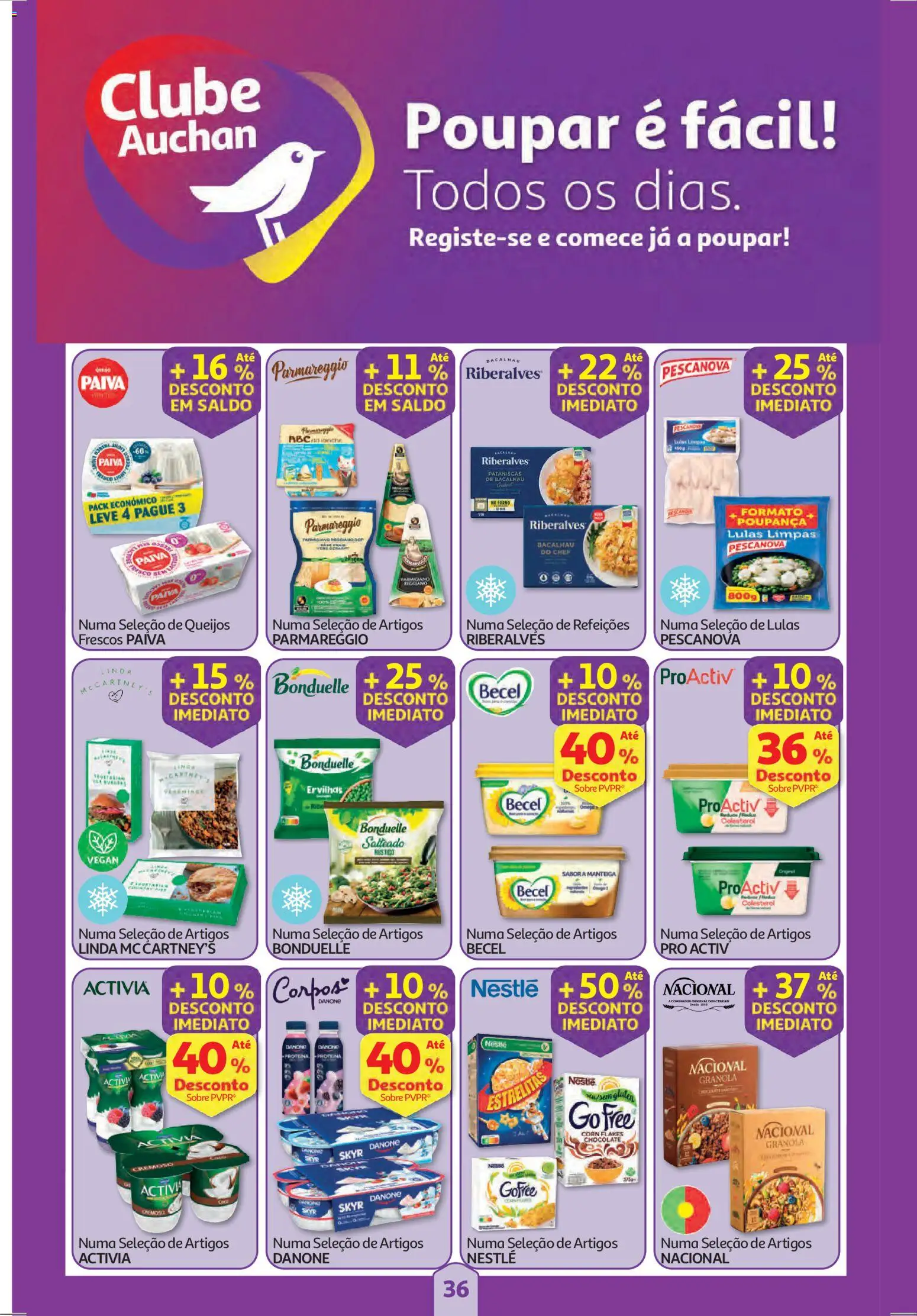 Auchan folheto │ válido de 30.10.2025 | Página: 36 | Produtos: Granola, Lulas, Manteiga, Proteina