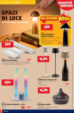Anteprima del volantino MINI LAMPADA DA TAVOLO A FUNGO, diversi modelli disponibili: paralume a punta e rotondo • colori disponibili: nero, bianco, beige, rosa • temperatura di colore: 3000-6500 K, regolabile • incluso cavo USB 50 cm valido a partire dal 13.10.2025 | Pagina: 24