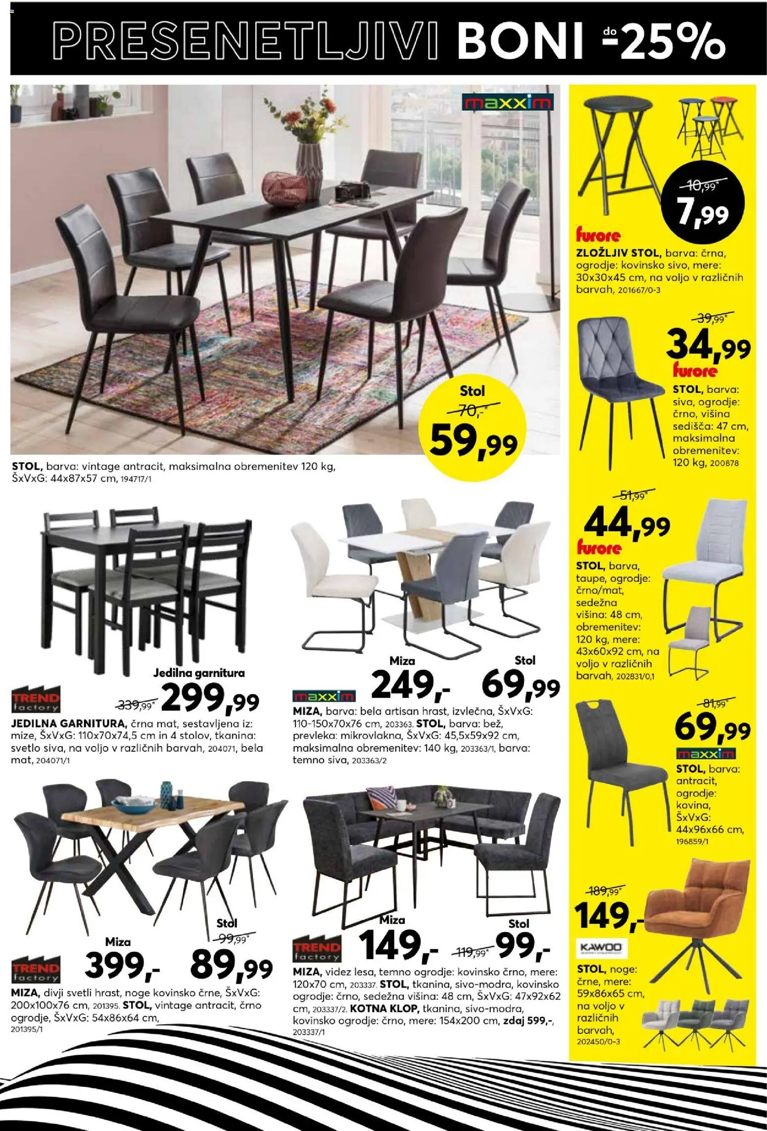 Novi Dipo katalog ponudbe – veljaven od 04.02.2026 | Stran: 5 | Izdelki: Prevleka, Miza, Stol, Barva