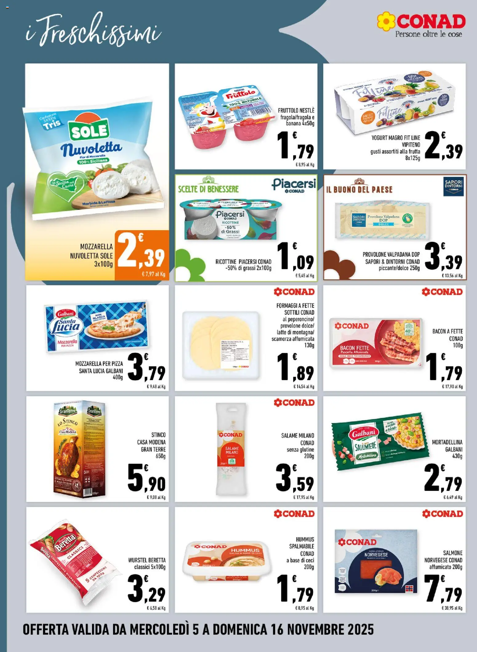 Volantino Conad del 05.11.2025 | Pagina: 8 | Prodotti: Provolone, Salame, Frutta, Wurstel
