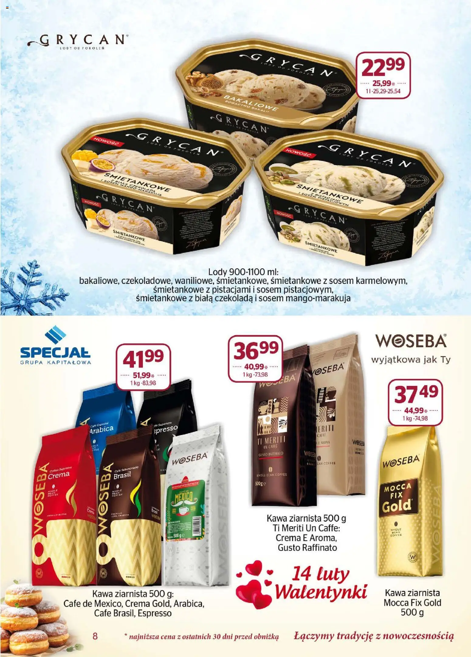 Społem Gazetka od 01.02.2026 | Strona: 8 | Produkty: Kawa ziarnista, Kawa, Czekolada, Lody
