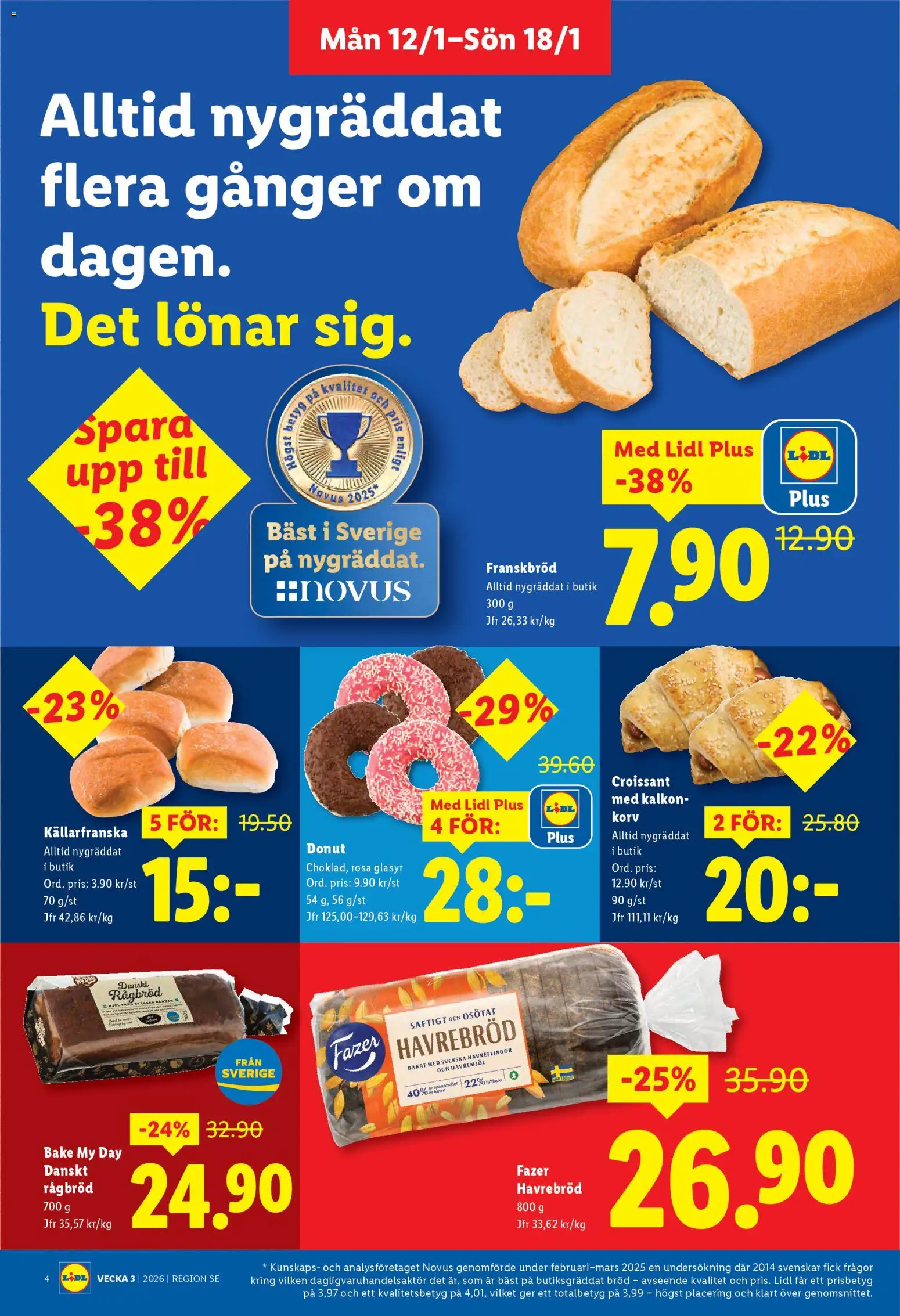 Lidl reklamblad aktuell från 12.01.2026 | Sida: 4 | Produkter: Bröd, Kalkon