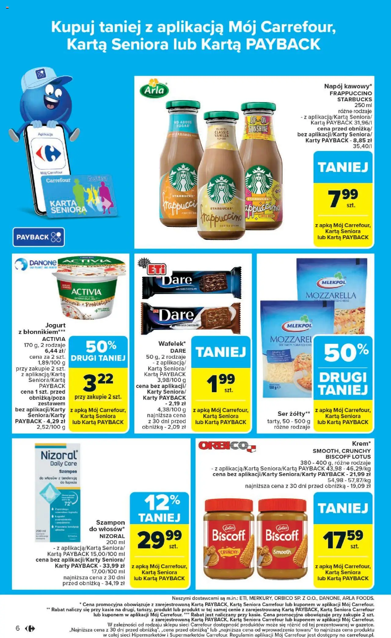 Carrefour Gazetka od 25.08.2025 | Strona: 6 | Produkty: Karta, Ser, Jogurt, Mozzarella