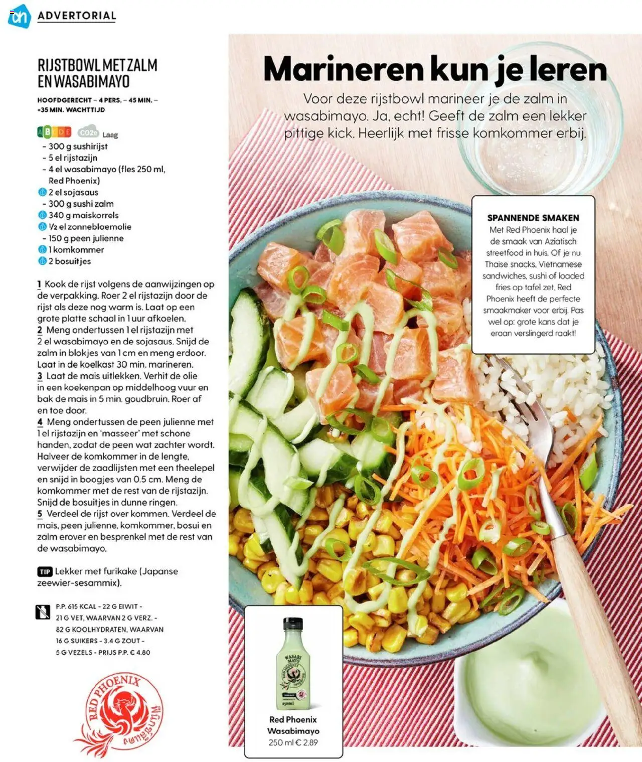  | Pagina: 112 | Producten: Komkommer, Rijst, Fles, Zalm