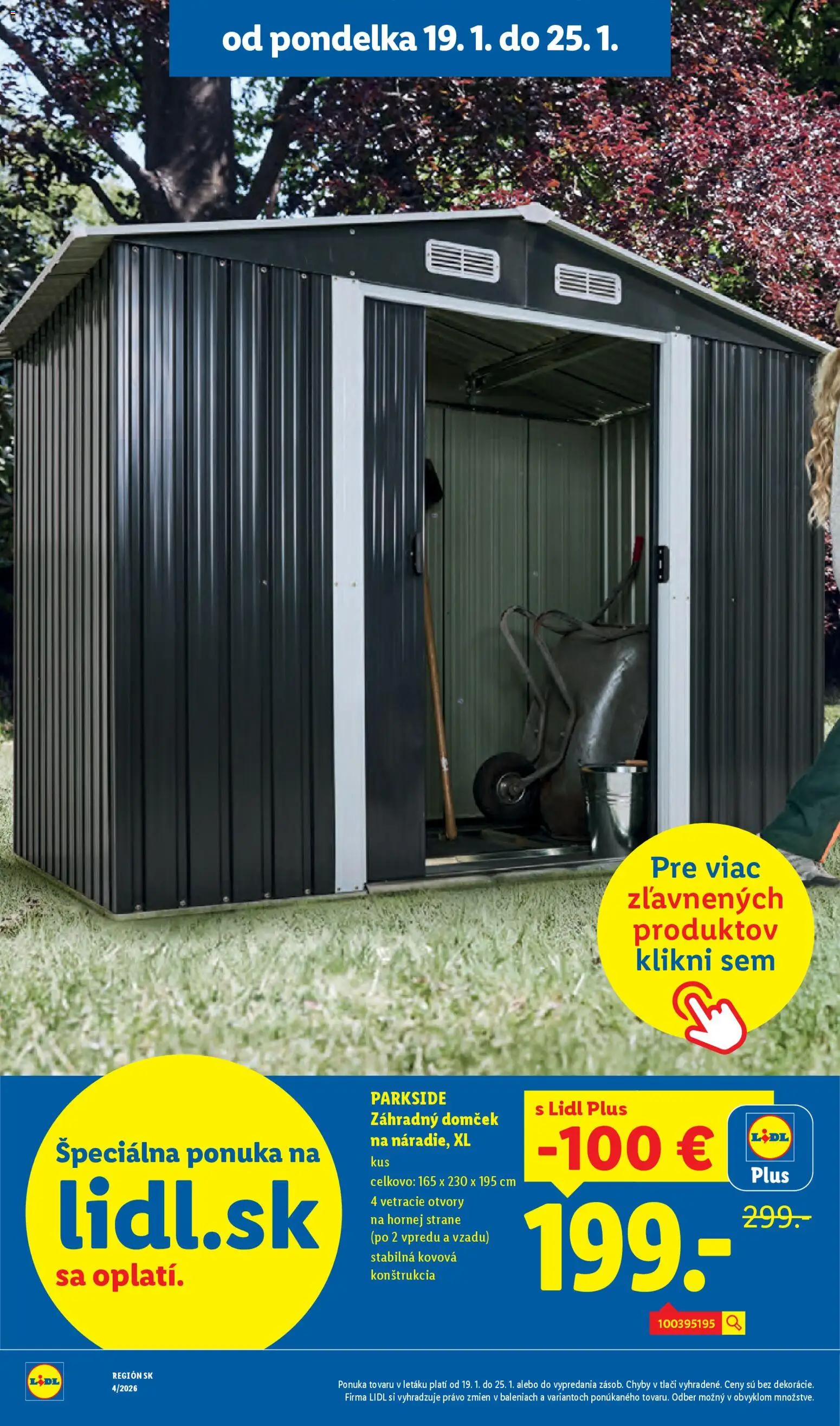 Nové Lidl akcie – leták je platný od 19.01.2026 | Strana: 61 | Produkty: Záhradný domček, Parkside