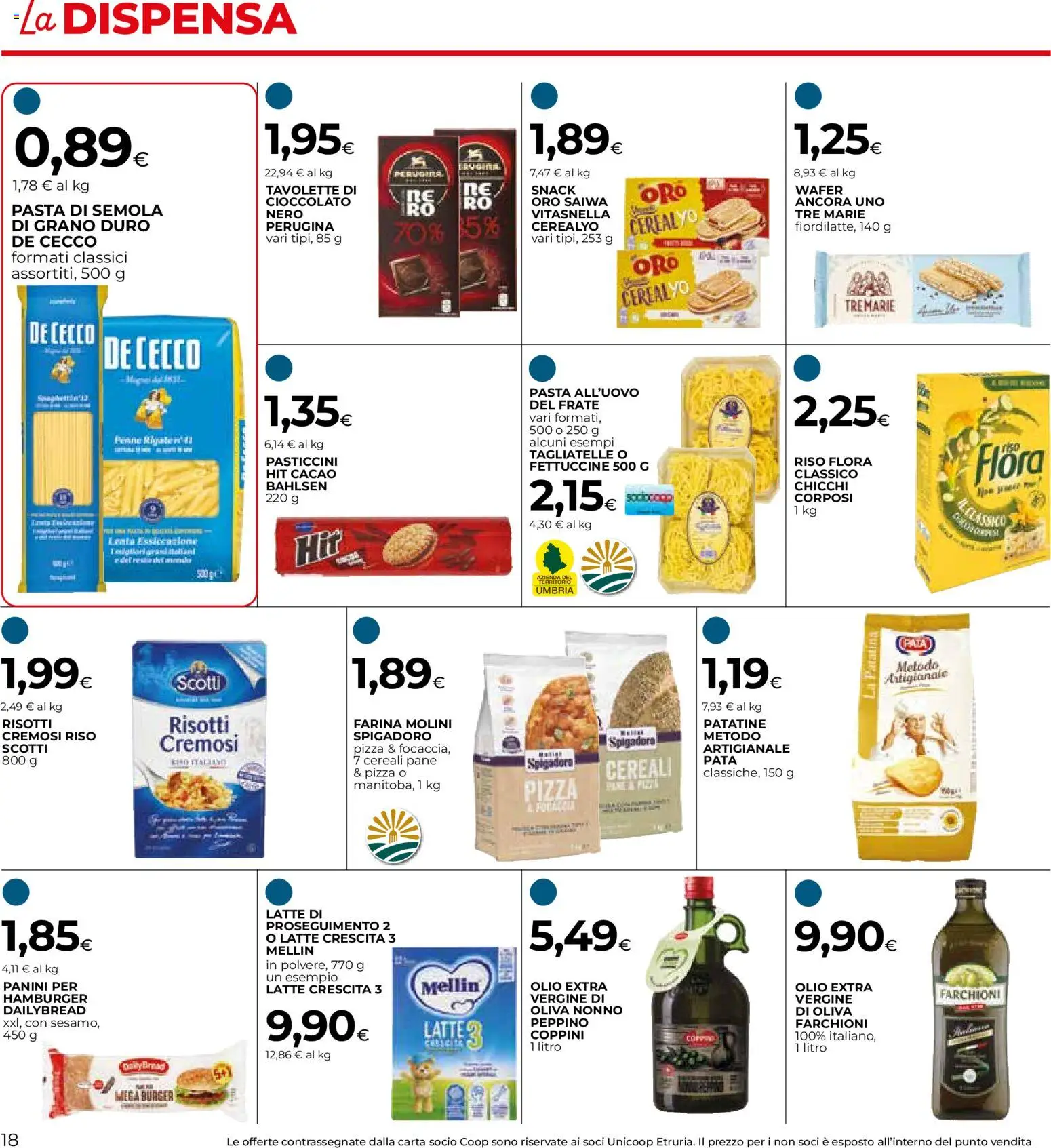 Volantino COOP del 15.01.2026 | Pagina: 18 | Prodotti: Pane, Pizza, Tagliatelle, Olio